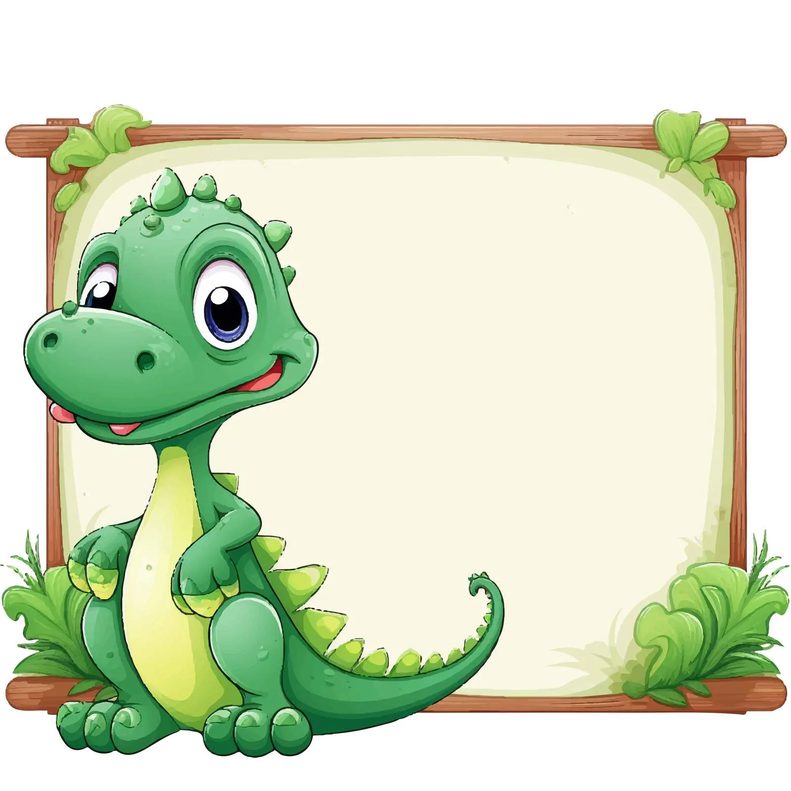 Cute Dinosaur Cartoon on Empty Board Template — free download from Dotvec