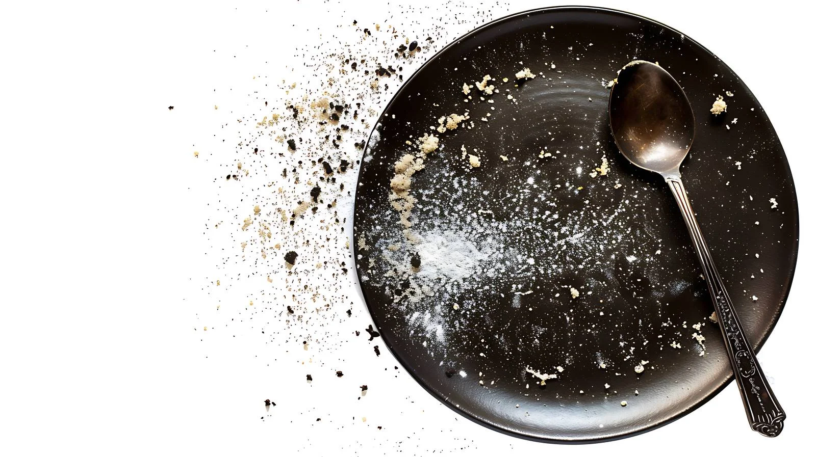 Messy Plate with Spoon on Table — free download from Dotvec