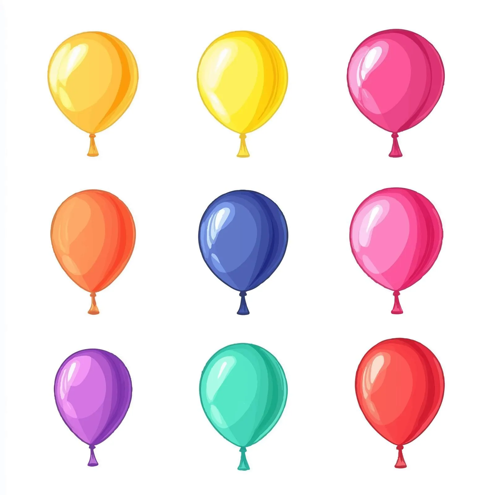 Empty Deflated Colorful Rubber Balloons Vectors – free air balloons image from Dotvec