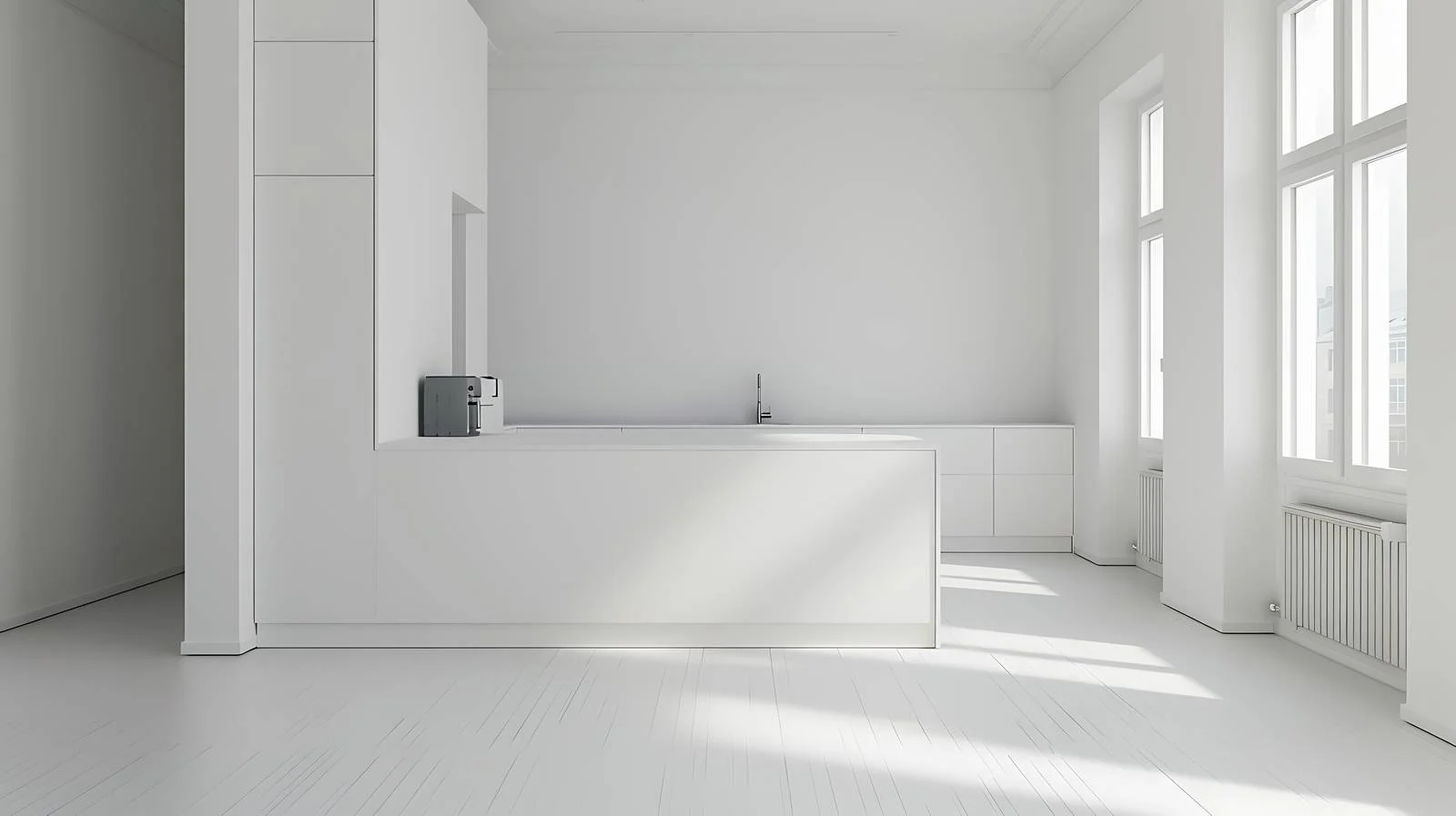 Crisp Empty Kitchen on White Background — free download from Dotvec