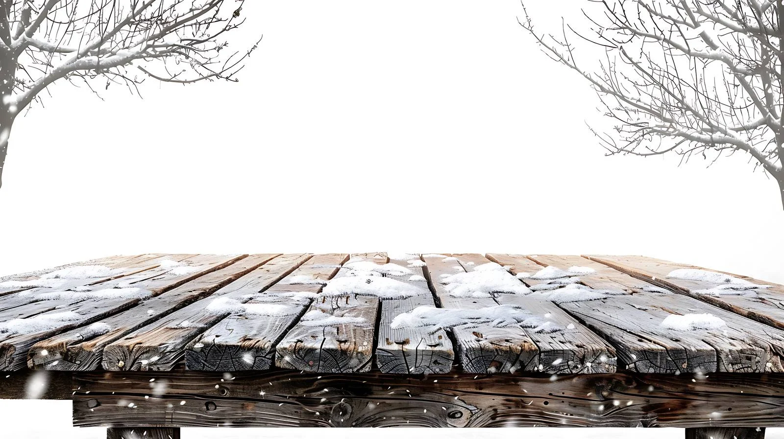 Vintage Winter Scene on Empty Wooden Table — free download from Dotvec