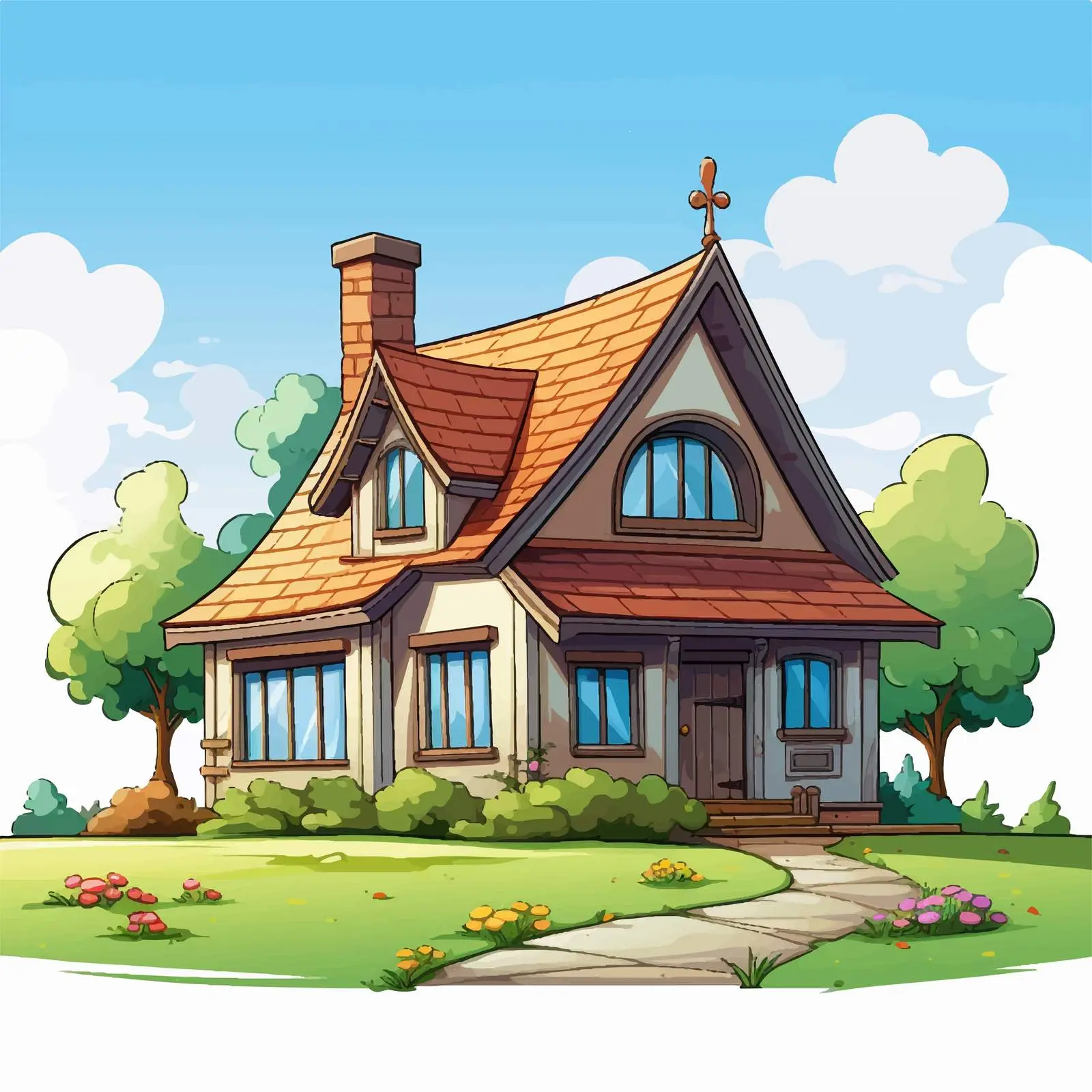Empty Outdoor House Scene Illustration – free outdoor design image from Dotvec