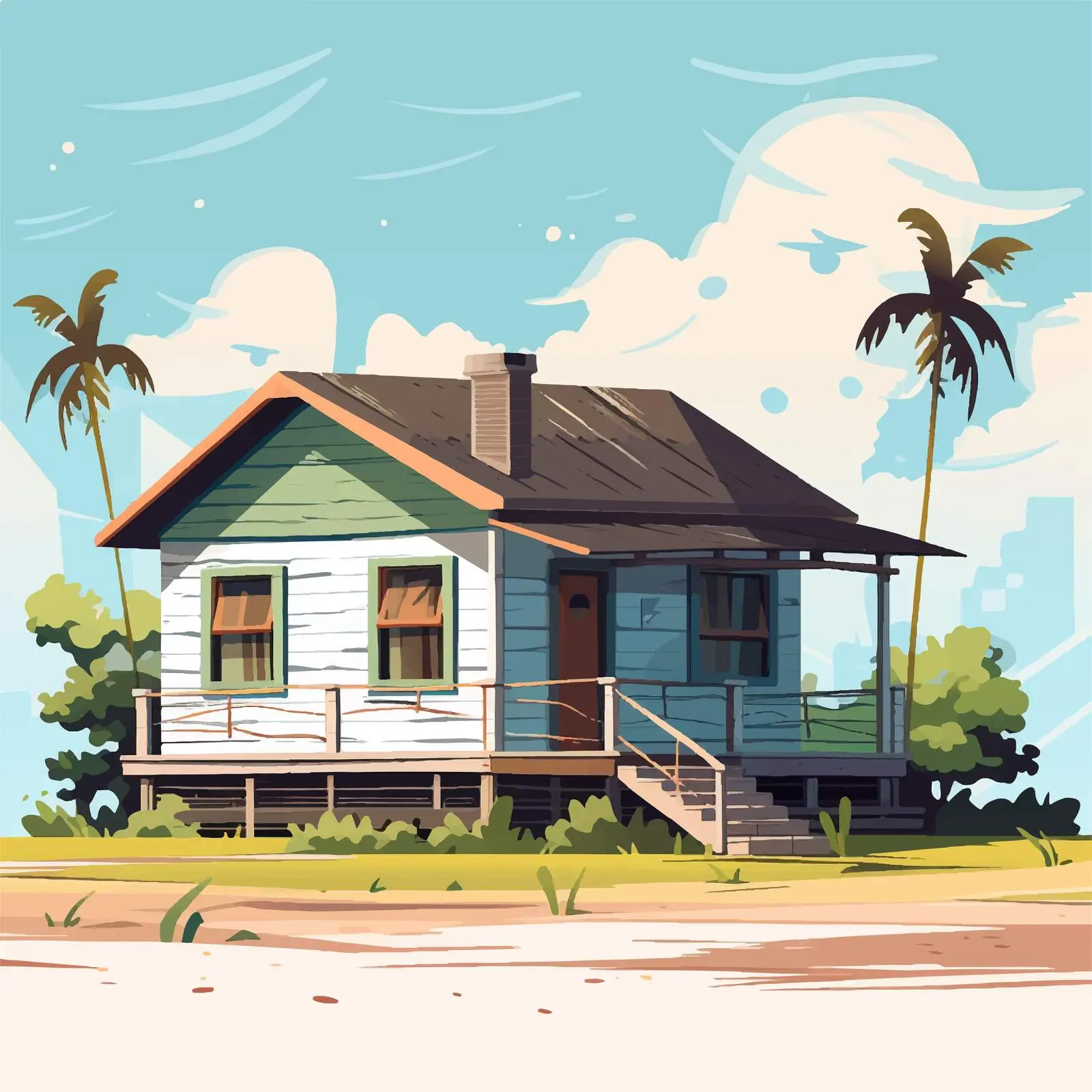 Empty Outdoor House Scene Illustration — free download from Dotvec