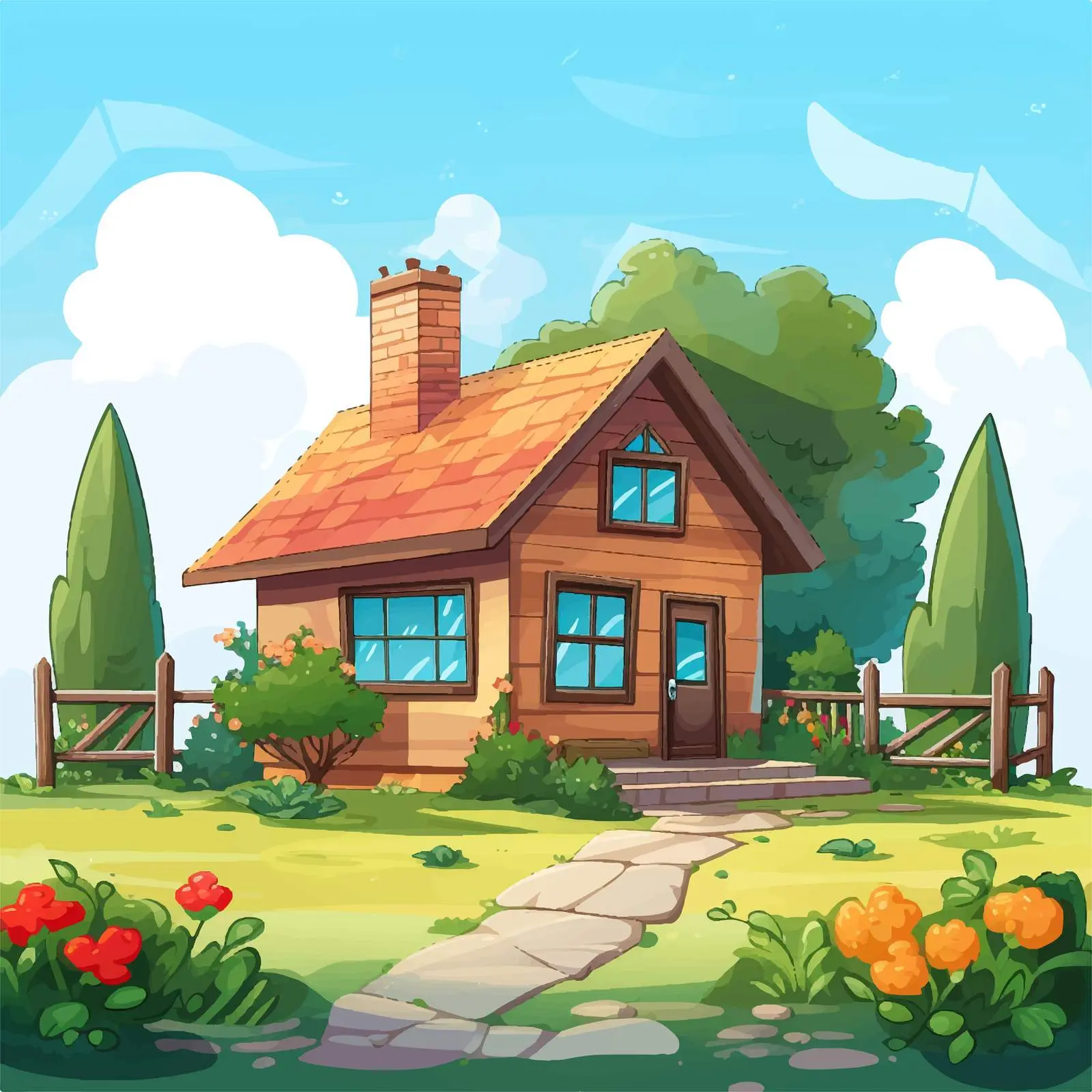 Empty Outdoor House Scene Illustration — free download from Dotvec