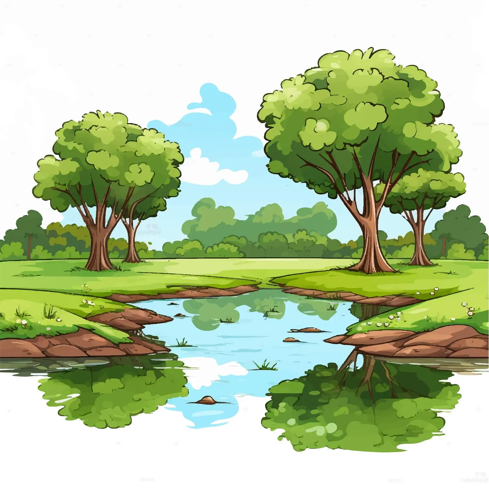 Serene Park Landscape with Trees and Pond — free download from Dotvec