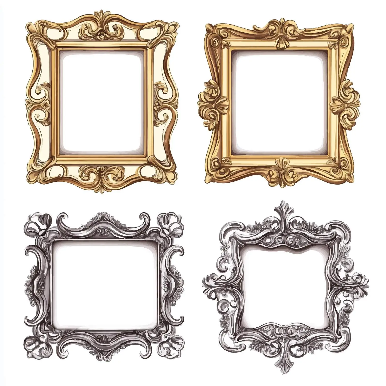Vintage Victorian Style Empty Picture Frames — free download from Dotvec