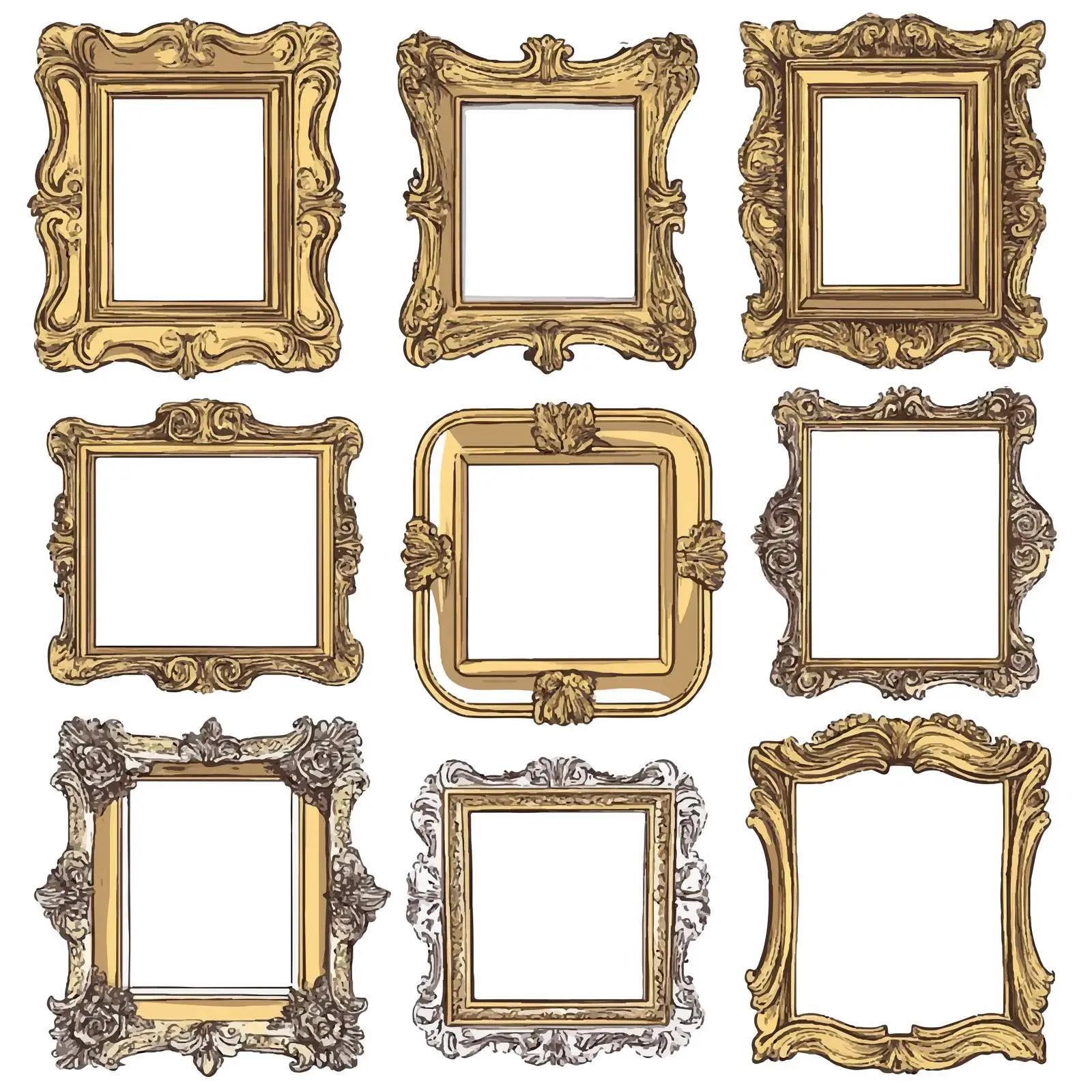 Vintage Victorian Style Empty Picture Frames — free download from Dotvec
