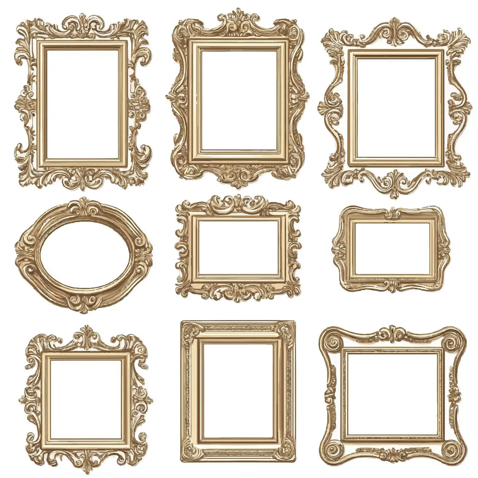 Vintage Victorian Style Empty Picture Frames — free download from Dotvec