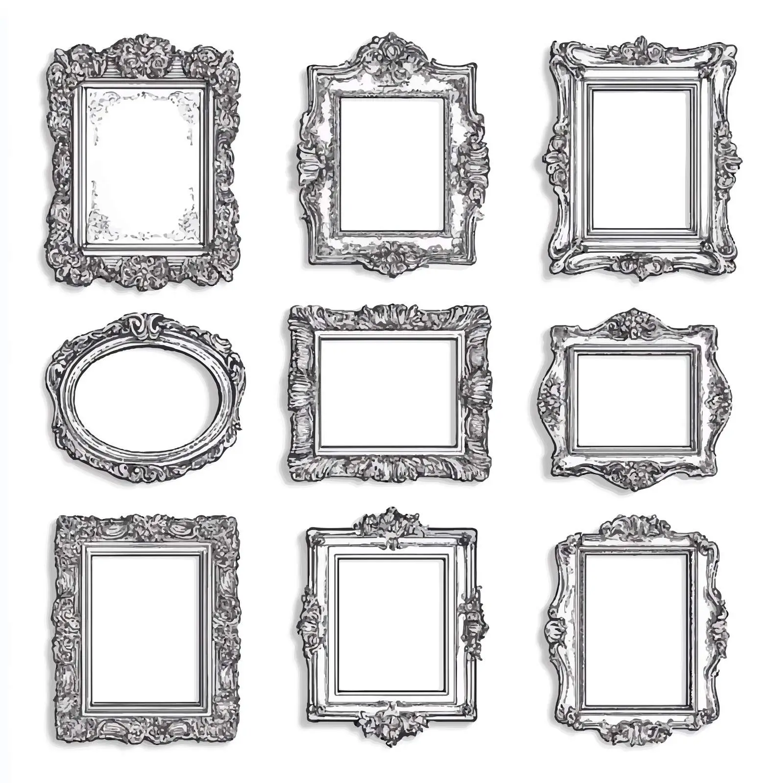 Vintage Victorian Style Empty Picture Frames — free download from Dotvec