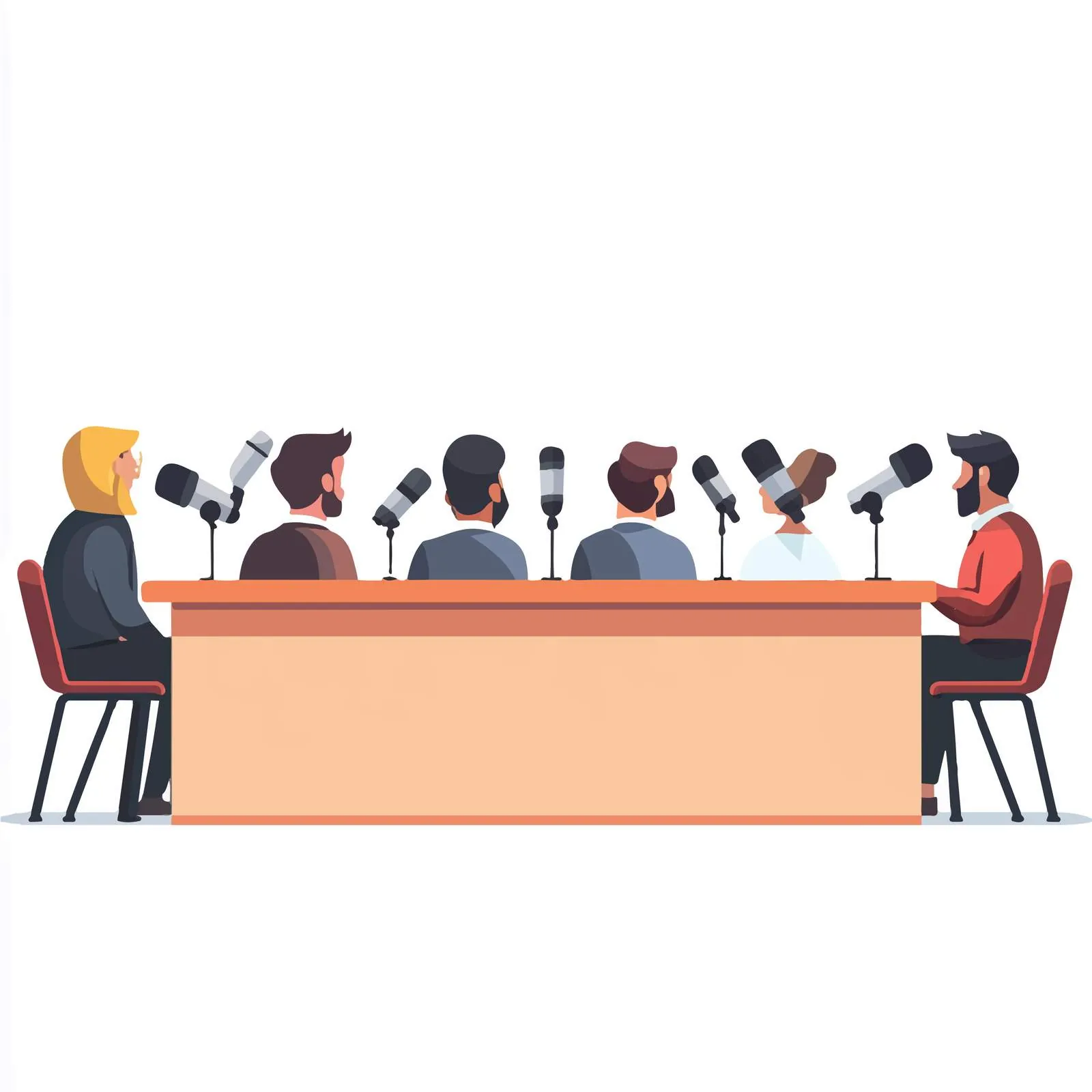 Press Conference Table with Microphones and Journalists — free download from Dotvec