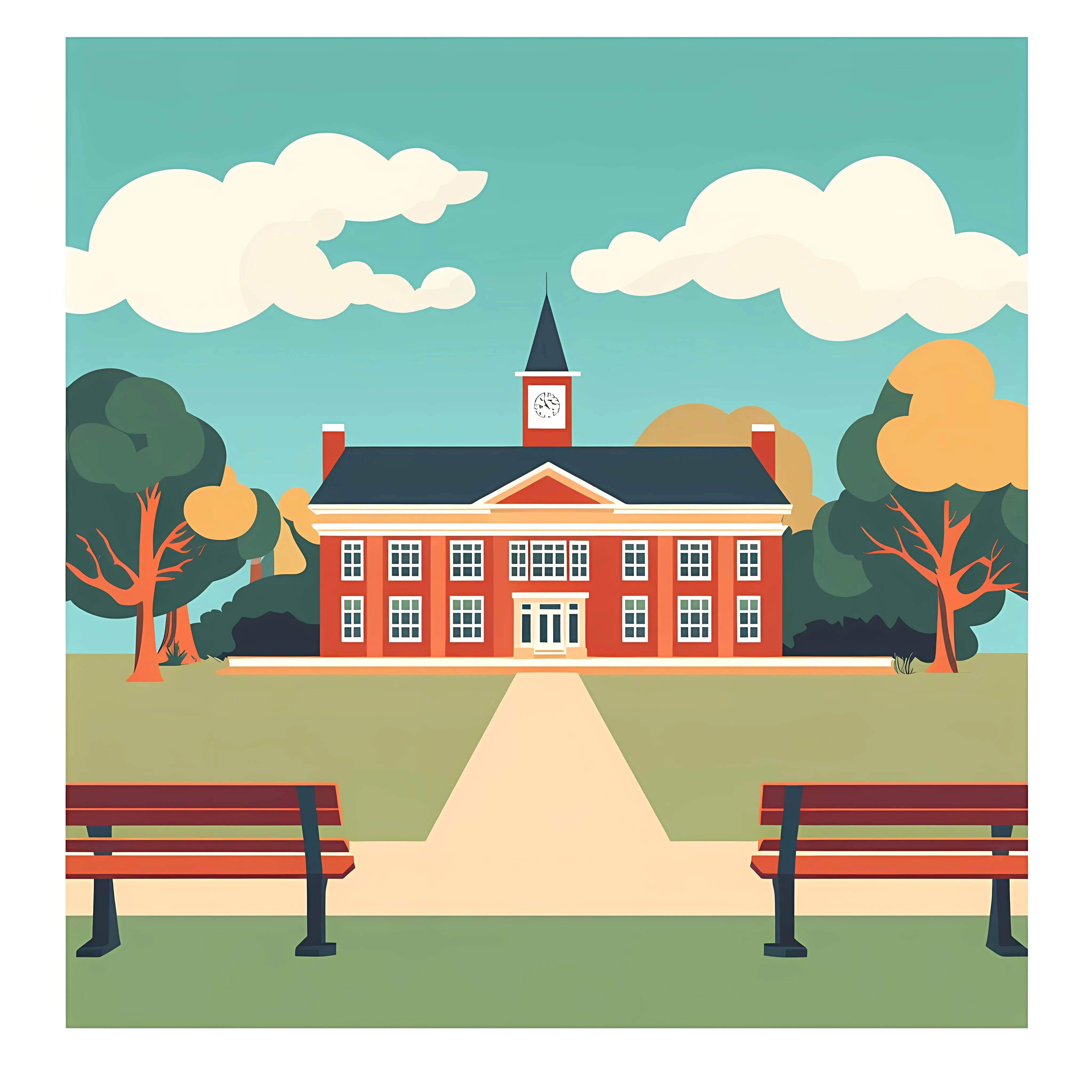 Empty School Building Flat Vector Illustration — free download from Dotvec