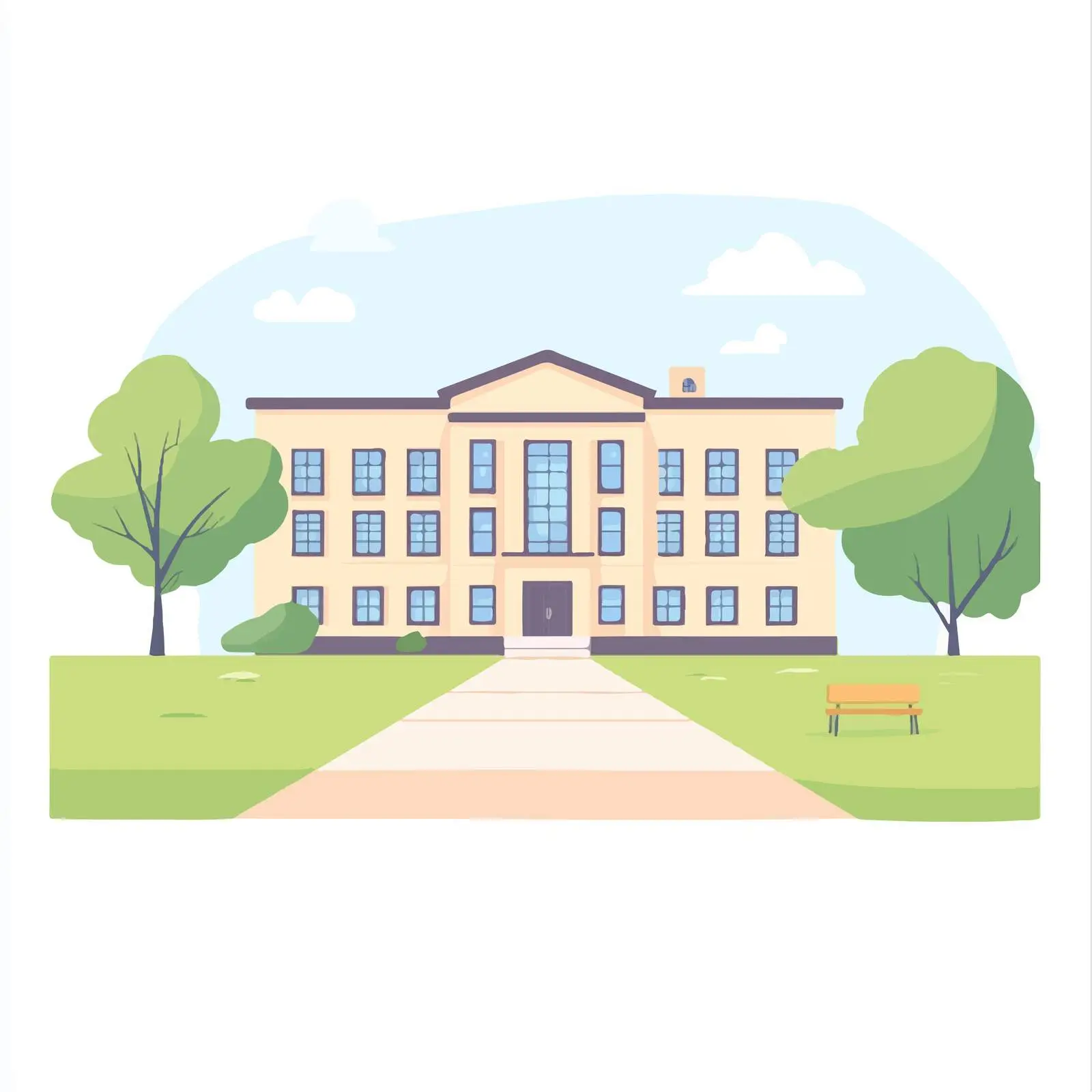 Flat Vector Illustration of Empty School Scene — free download from Dotvec