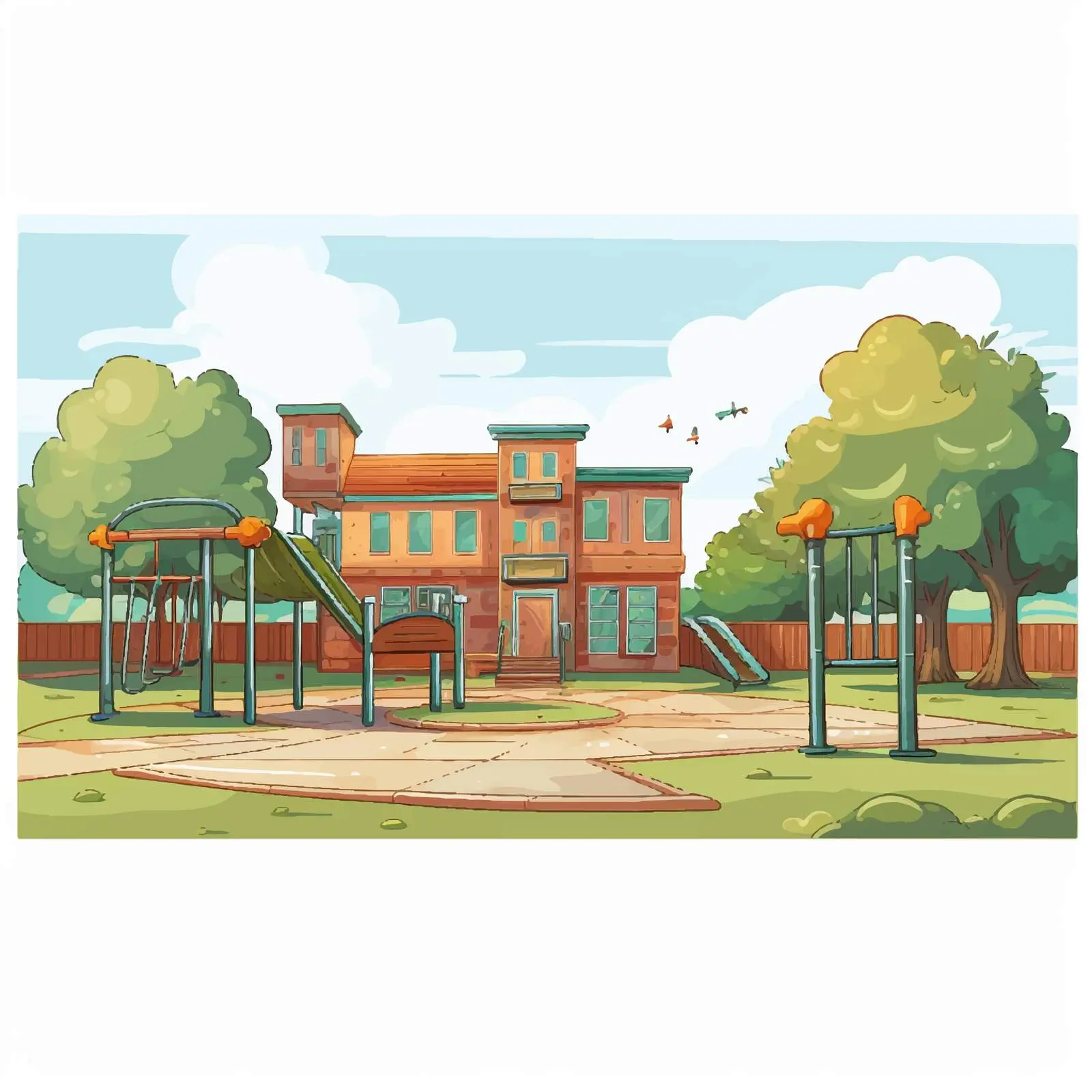 Empty School Playground Outdoor Illustration Vector — free download from Dotvec
