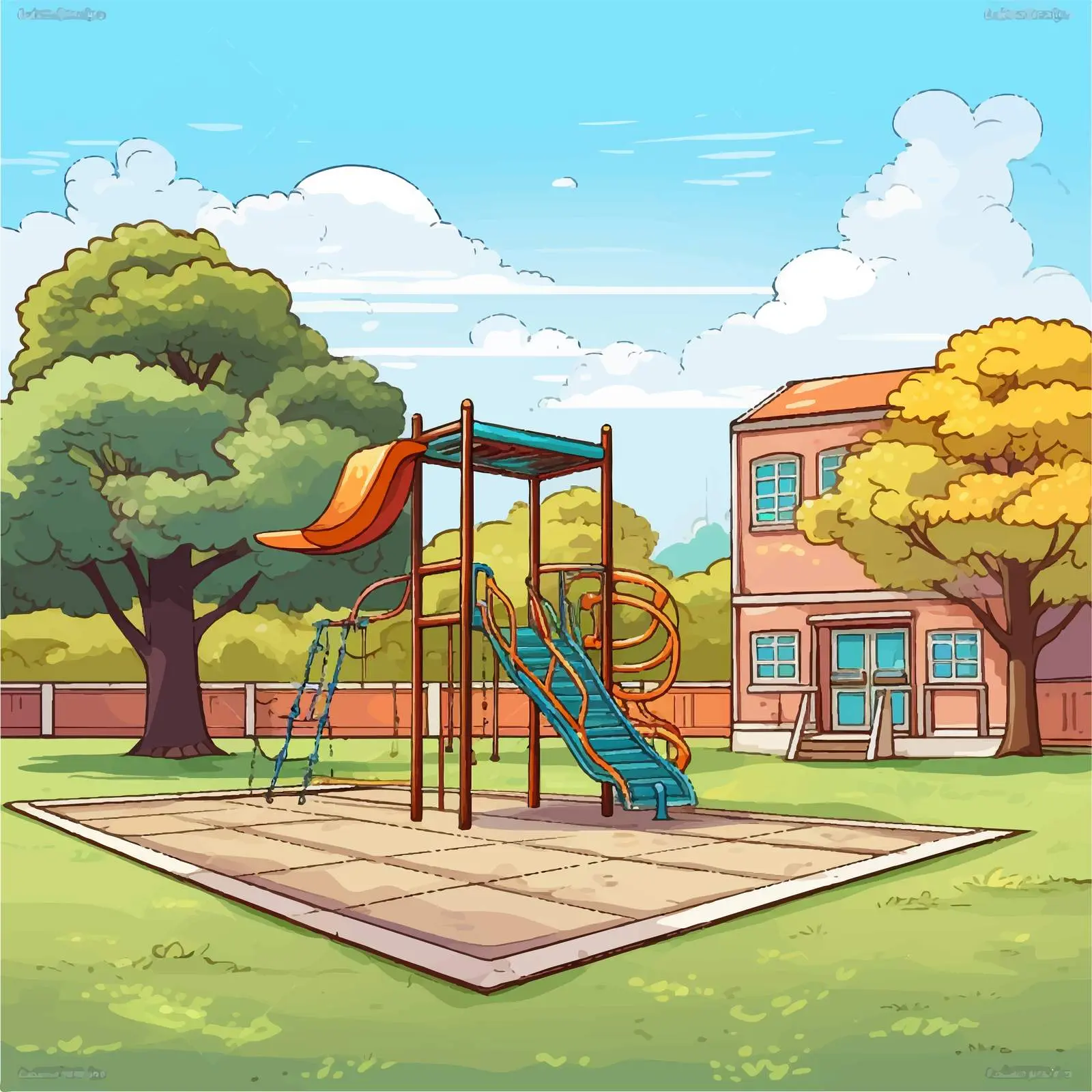 Empty School Outdoor Playground Illustration – free play equipment image from Dotvec