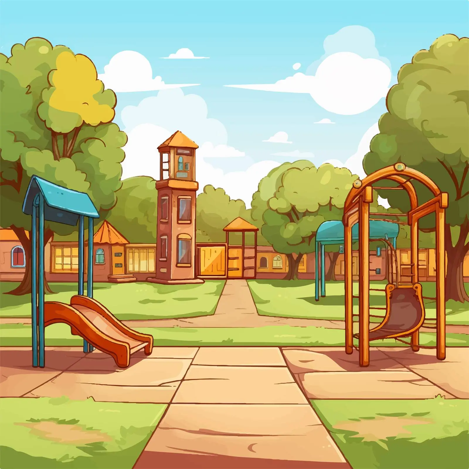 Empty Outdoor Playground Illustration for Schools — free download from Dotvec