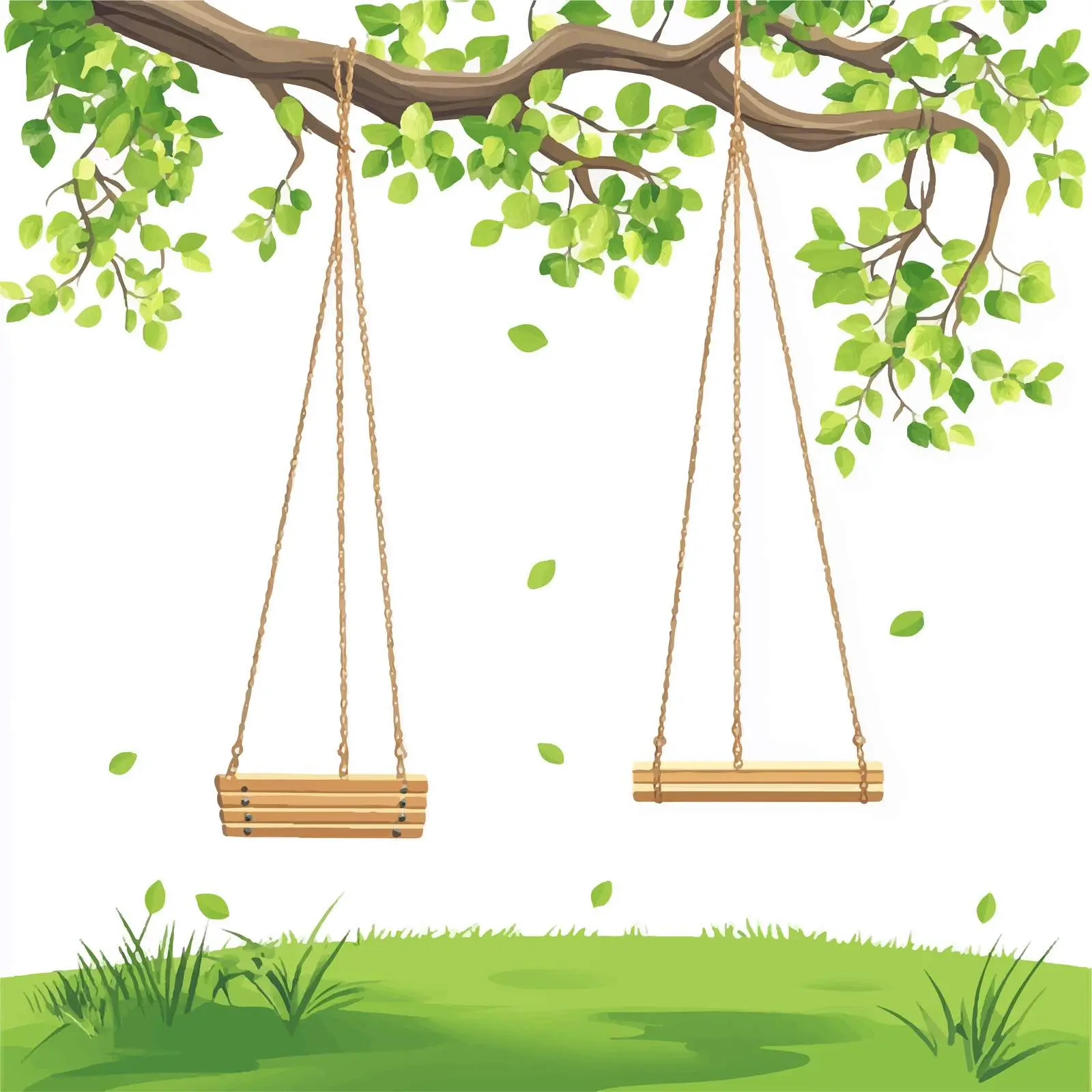 Empty Swings Hanging from a Spring Tree — free download from Dotvec