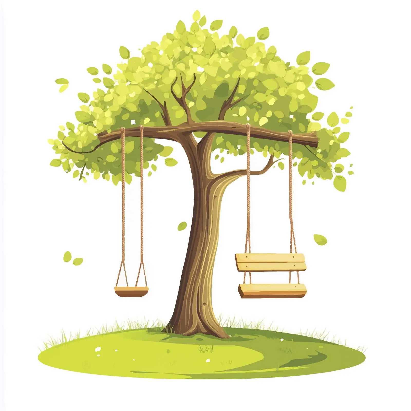 Empty Swings on a Spring Tree Vector — free download from Dotvec