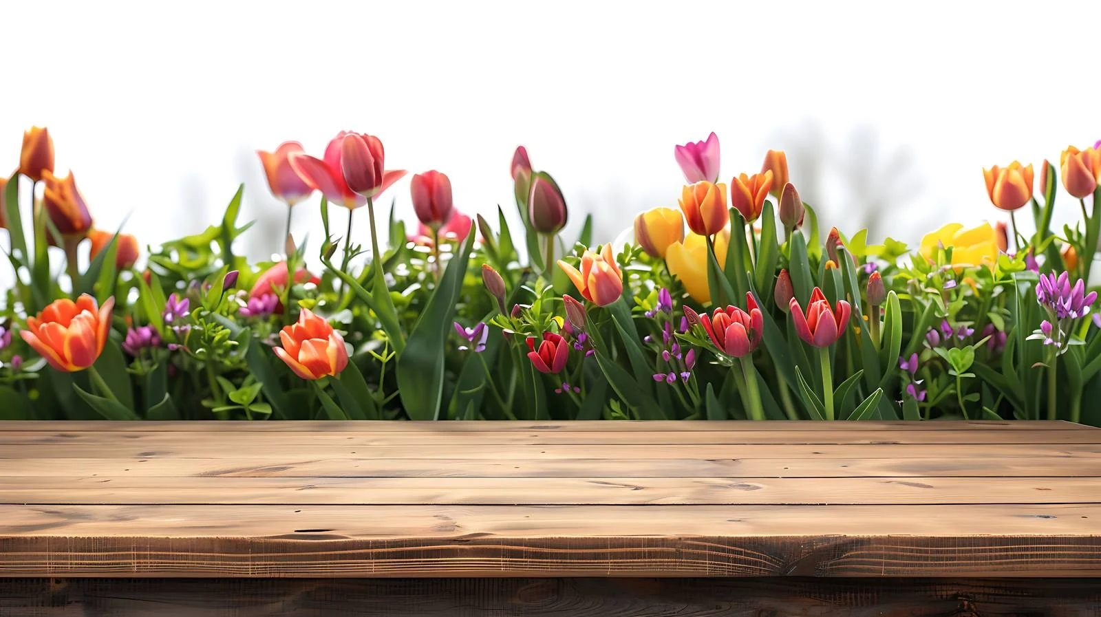 Spring-themed empty table background design — free download from Dotvec