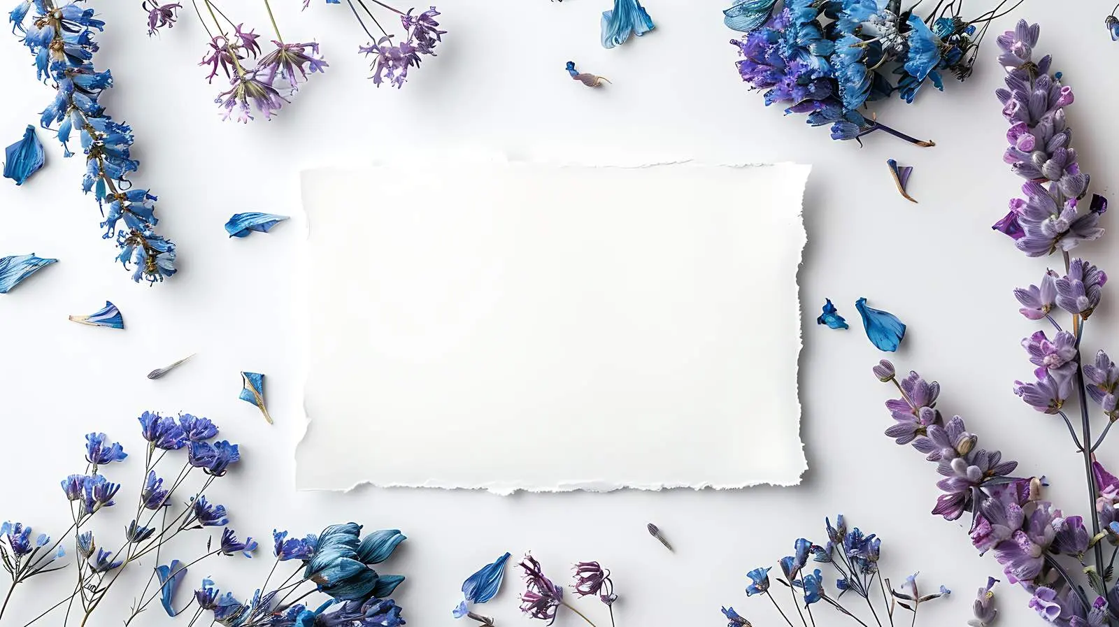 Blank White Paper Surrounded by Dried Flowers — free download from Dotvec