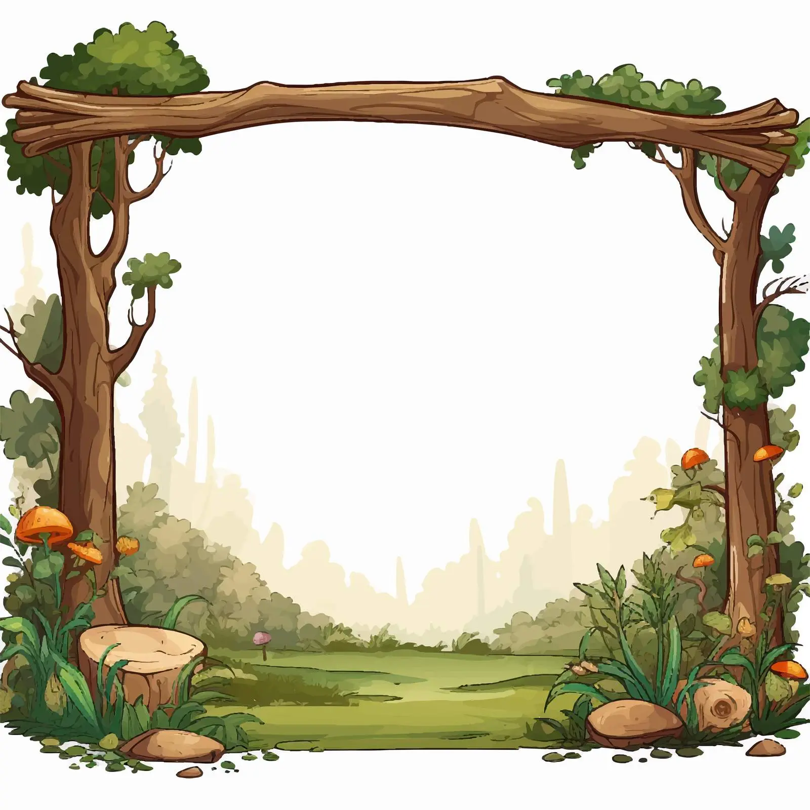 Wooden Banner in Enchanted Forest Scene — free download from Dotvec