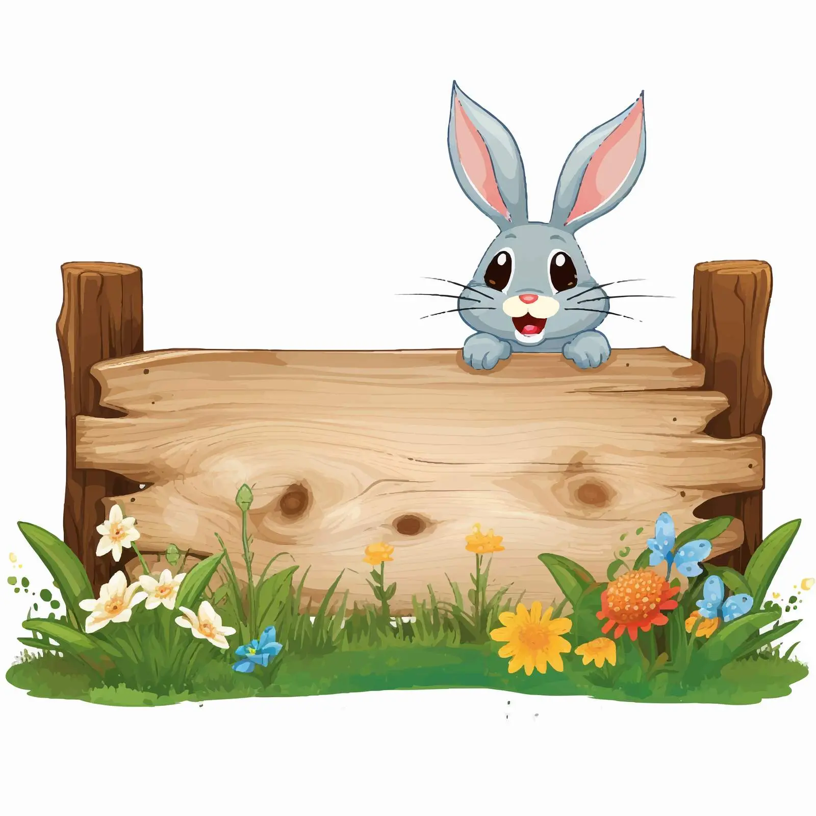 Wooden Garden Banner with Rabbit Illustration — free download from Dotvec