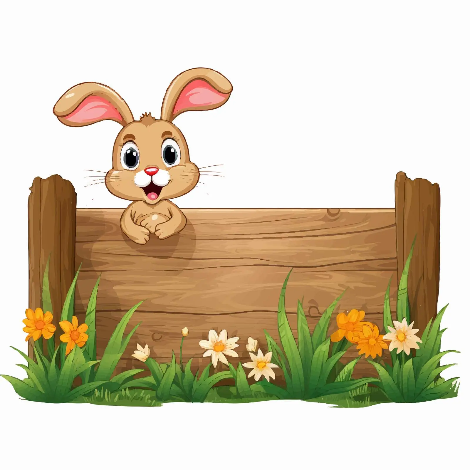 Wooden Garden Banner with Rabbit Illustration — free download from Dotvec