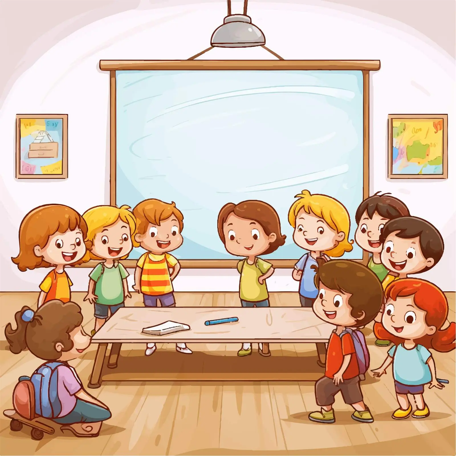 Wooden Board in Kids' Living Room Scene — free download from Dotvec