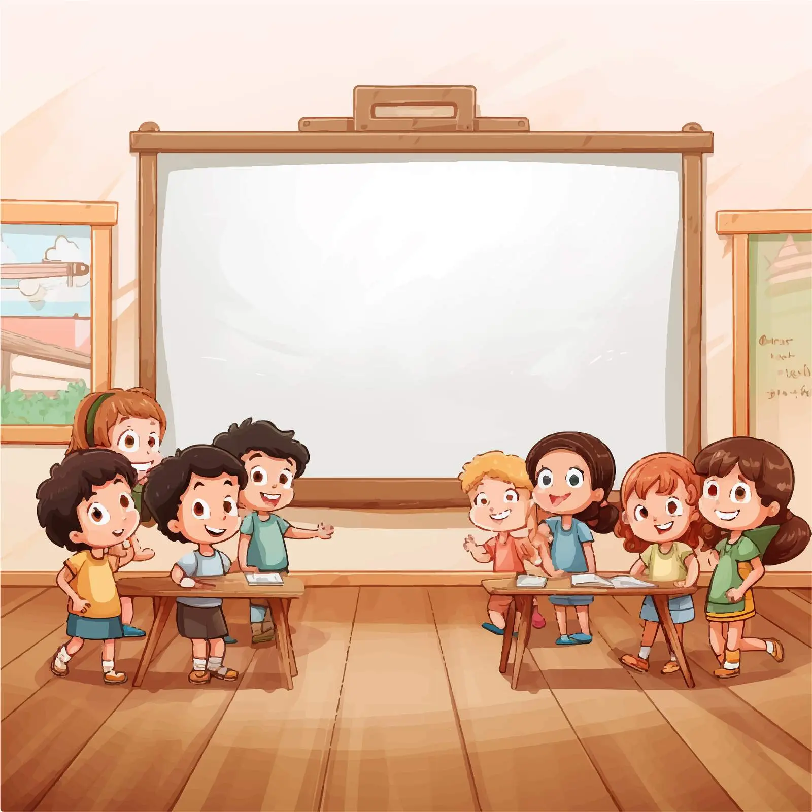 Wooden Board in Playful Living Room Scene — free download from Dotvec