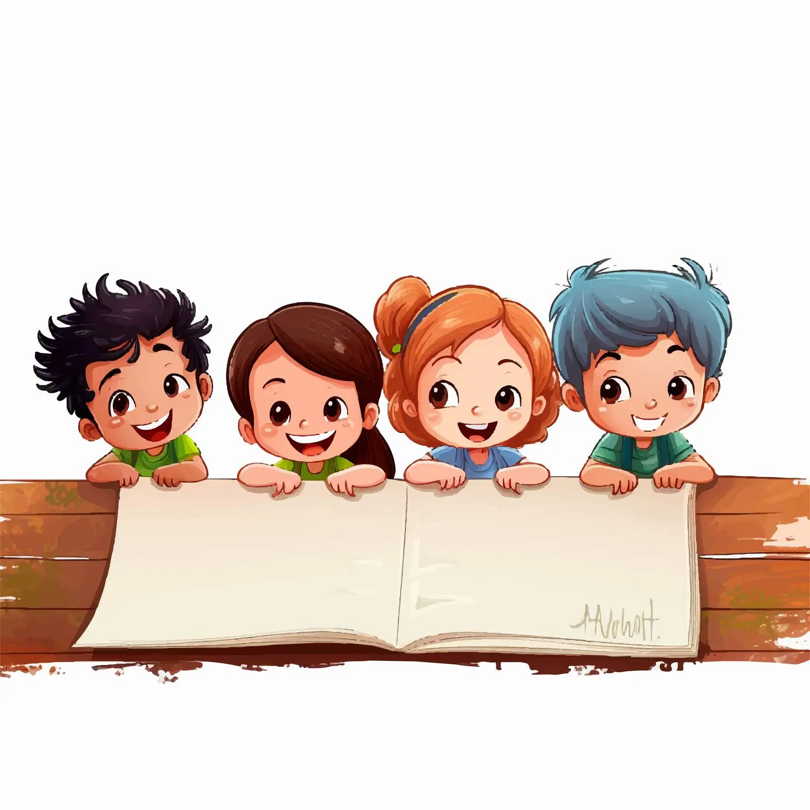 Kids Doing Homework at a Wooden Board — free download from Dotvec