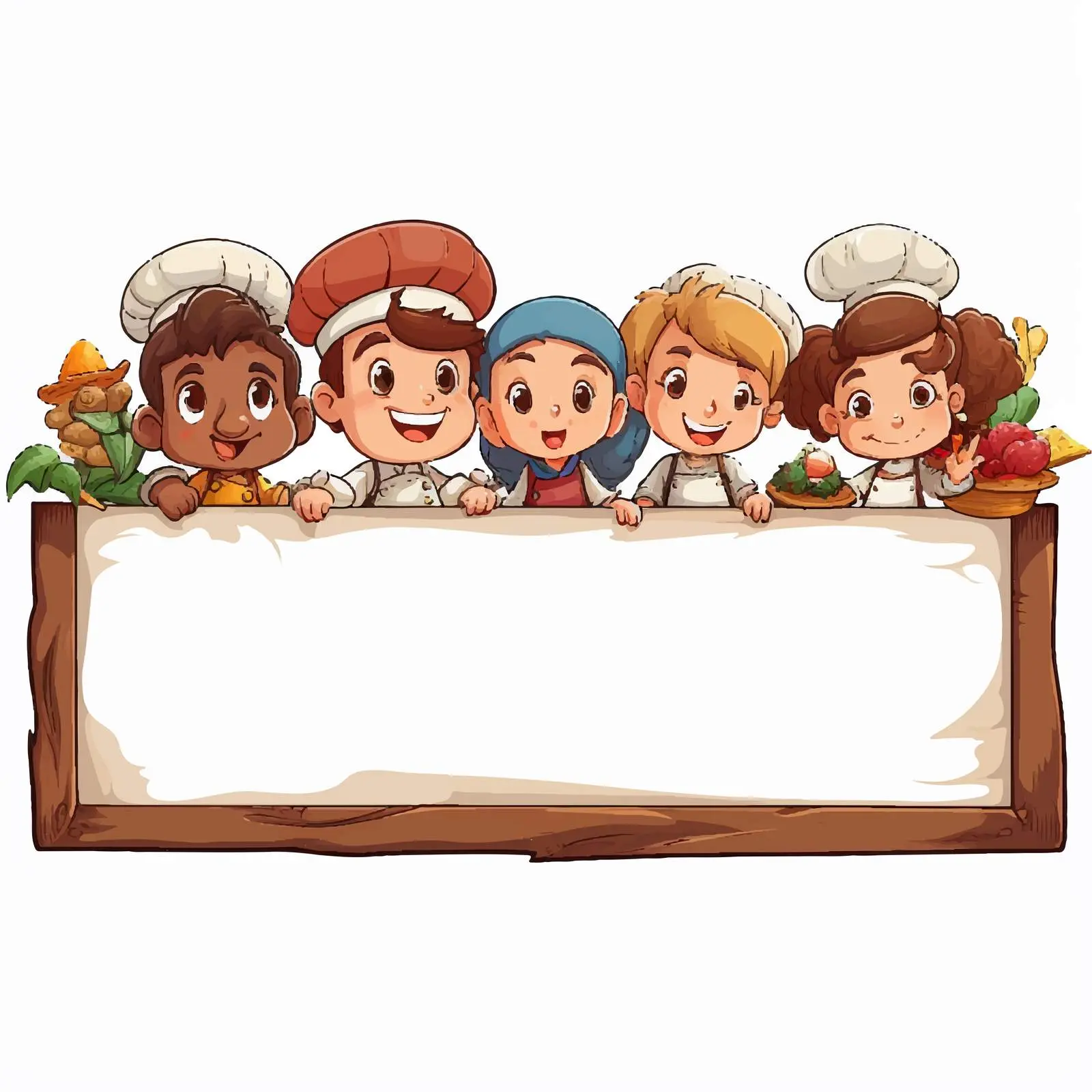 Empty Wooden Board with Little Chefs Theme — free download from Dotvec