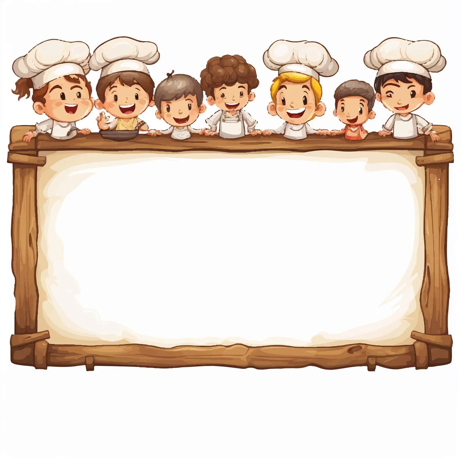 Little Chefs Theme on Empty Wooden Board – free culinary creativity image from Dotvec
