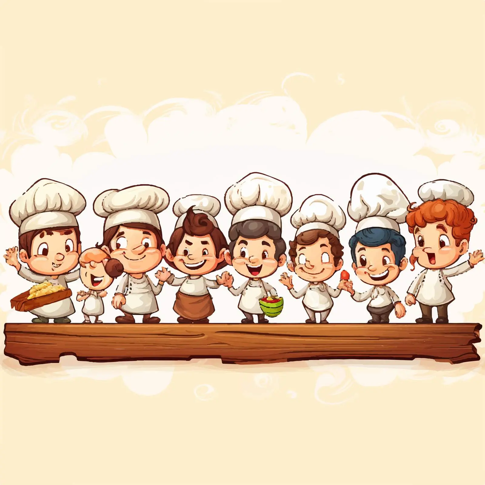 Empty Wooden Board with Little Chefs Theme – free culinary creativity image from Dotvec