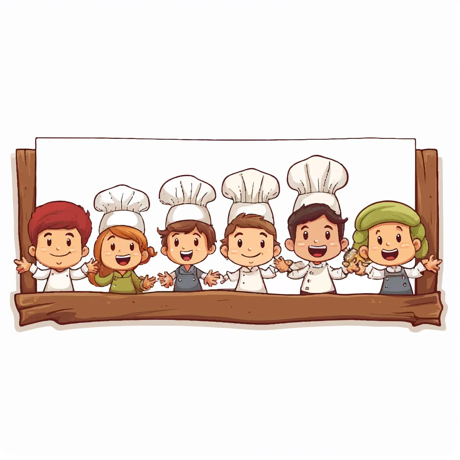 Little Chefs Themed Wooden Board Illustration – free cooking fun image from Dotvec