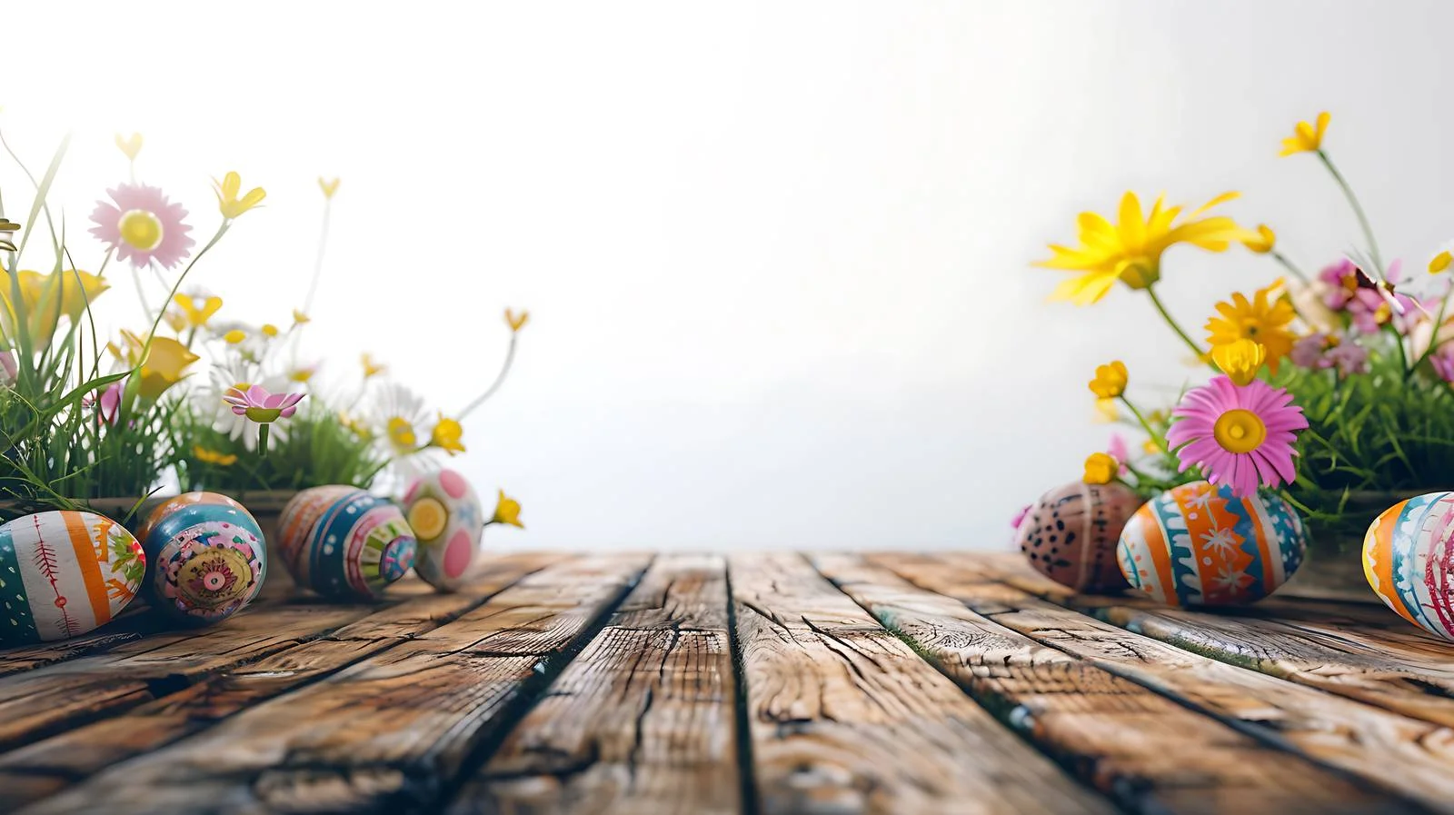 Easter Spring Wooden Table Background — free download from Dotvec