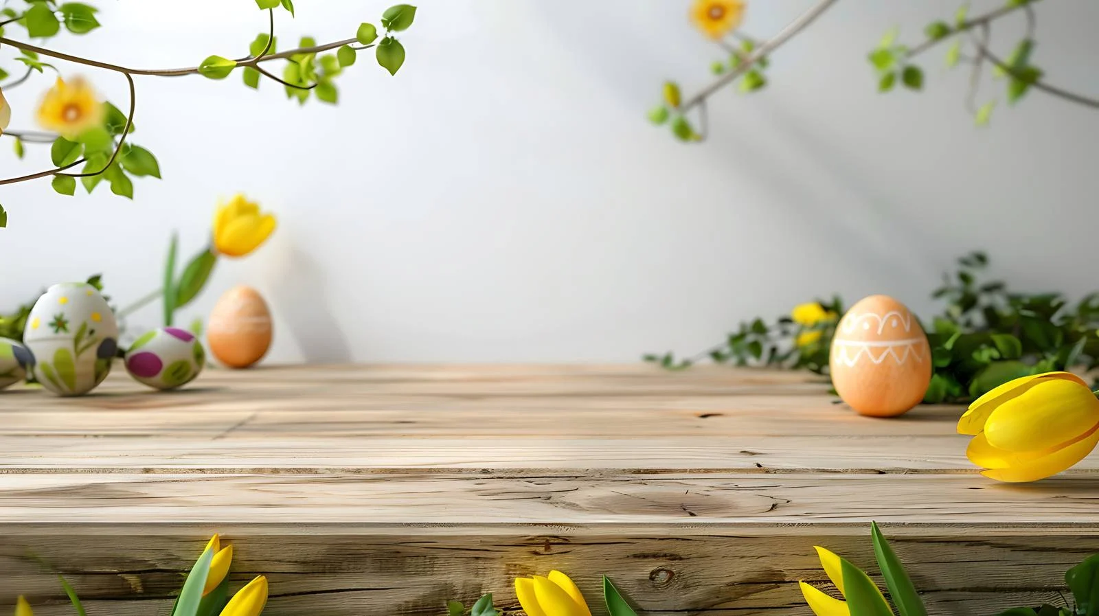 Rustic Easter Spring Wooden Table Background — free download from Dotvec