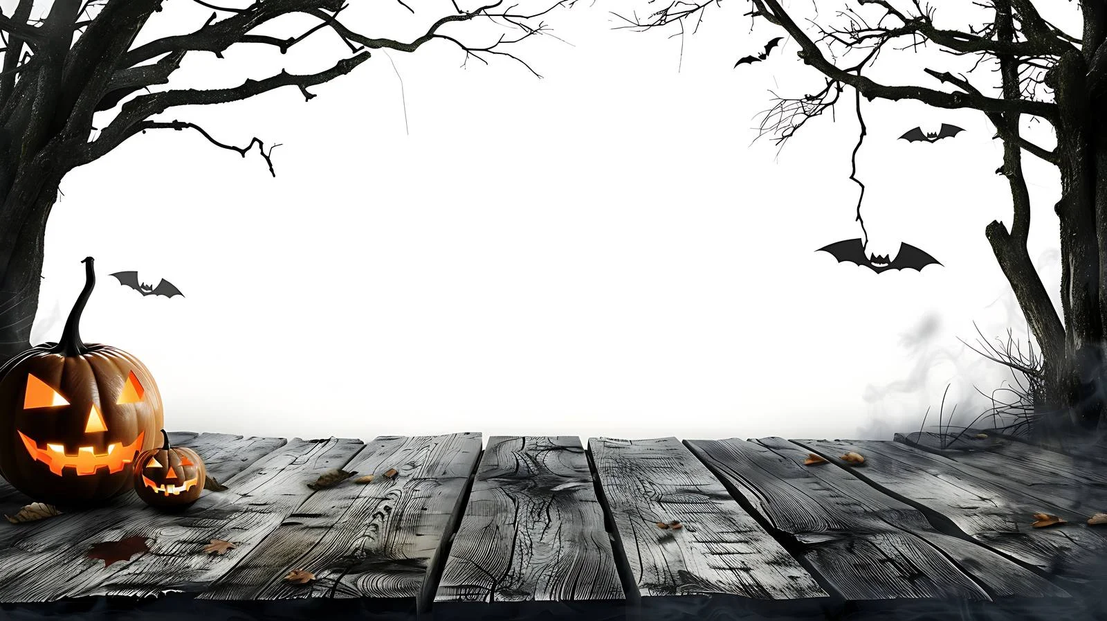 Minimal Wooden Table with Halloween Theme — free download from Dotvec