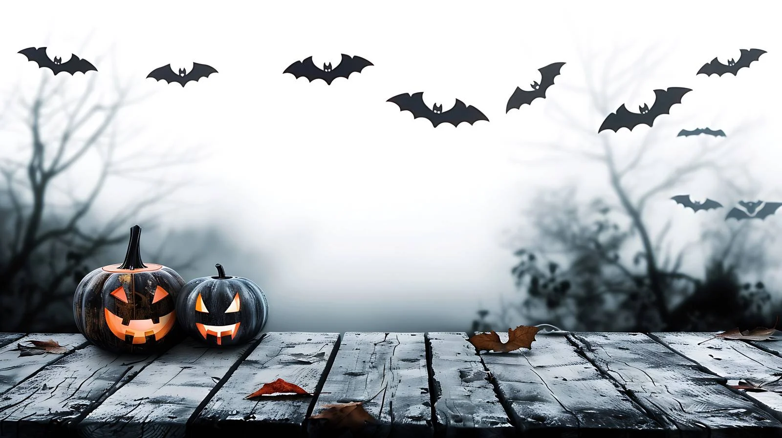 Spooky Halloween Empty Wooden Table Setting — free download from Dotvec
