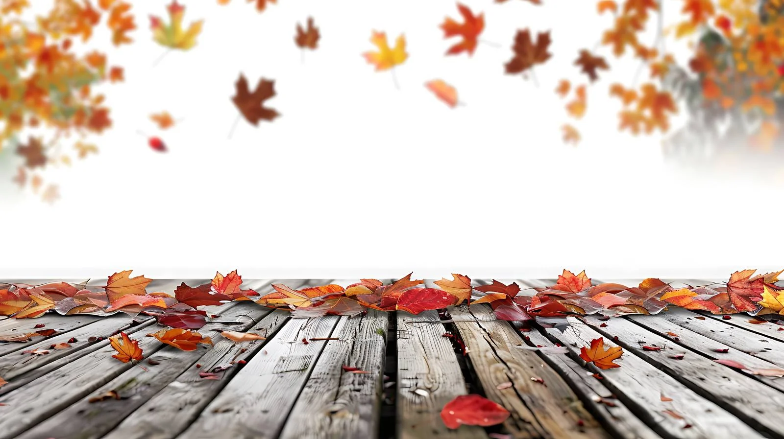 Autumn-themed empty wooden table setting — free download from Dotvec