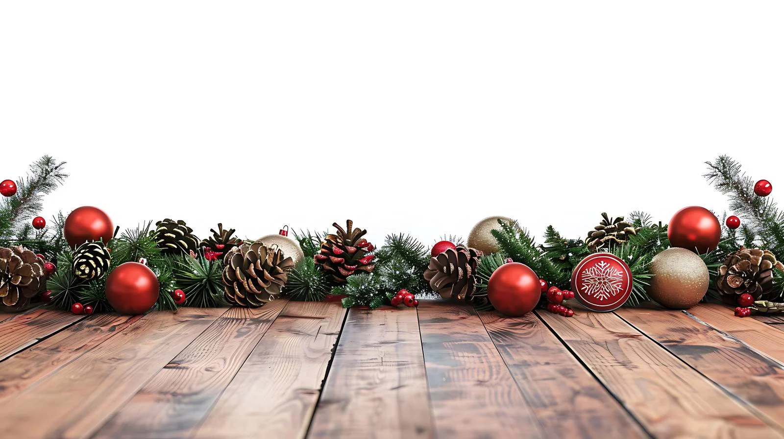 Festive Christmas Theme on Empty Wooden Table — free download from Dotvec