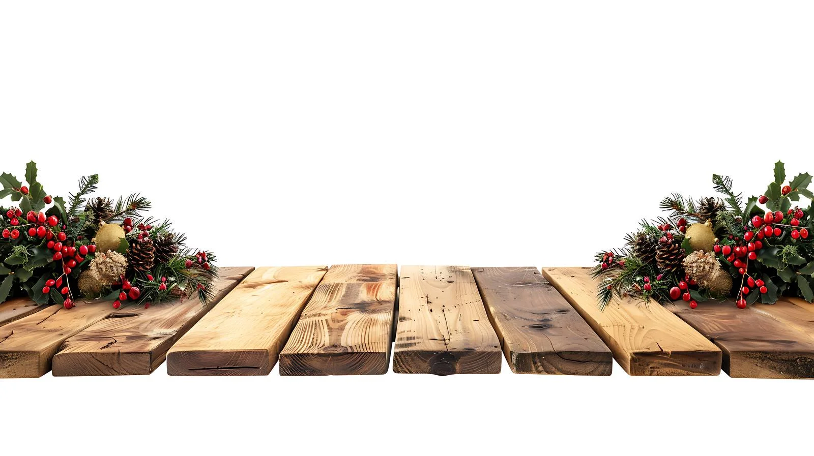 Festive Christmas Decor on Empty Wooden Table — free download from Dotvec