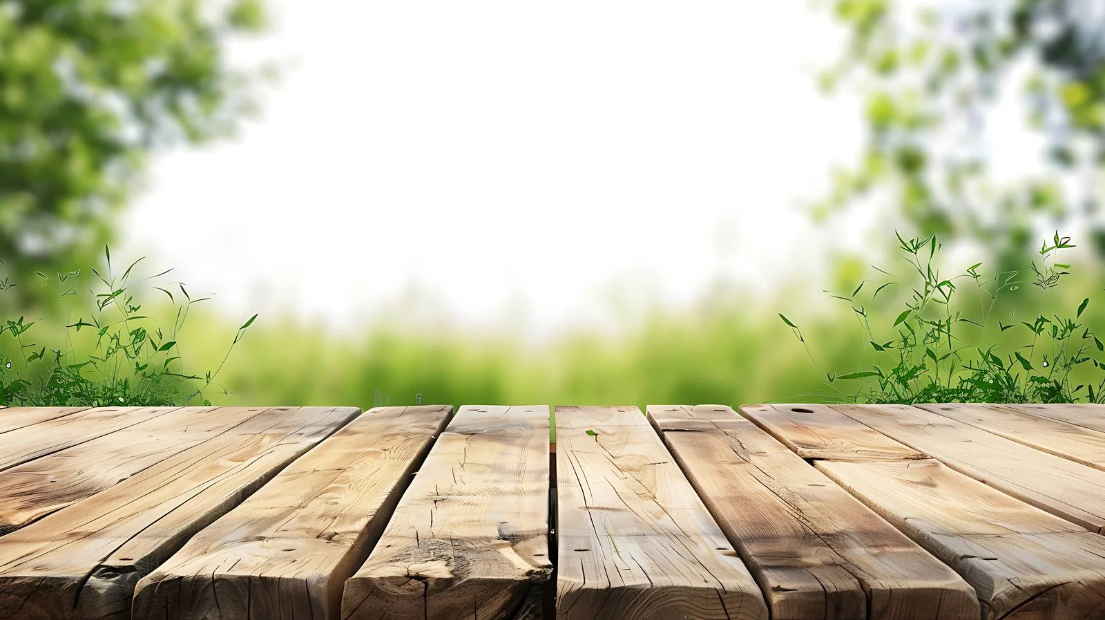 Minimalist Wooden Table Green Background Composition — free download from Dotvec