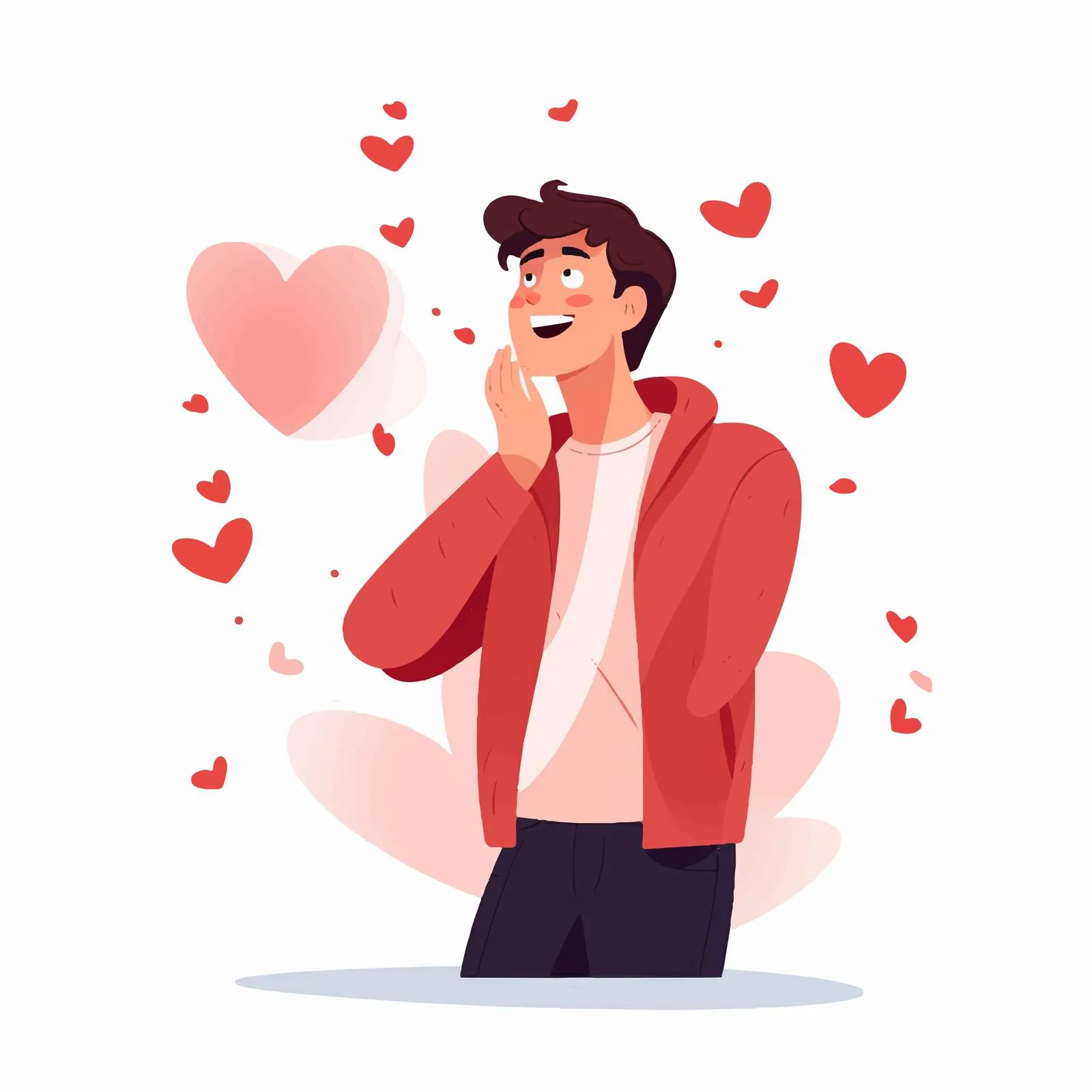 Shy Man Falling in Love Vector Illustration — free download from Dotvec