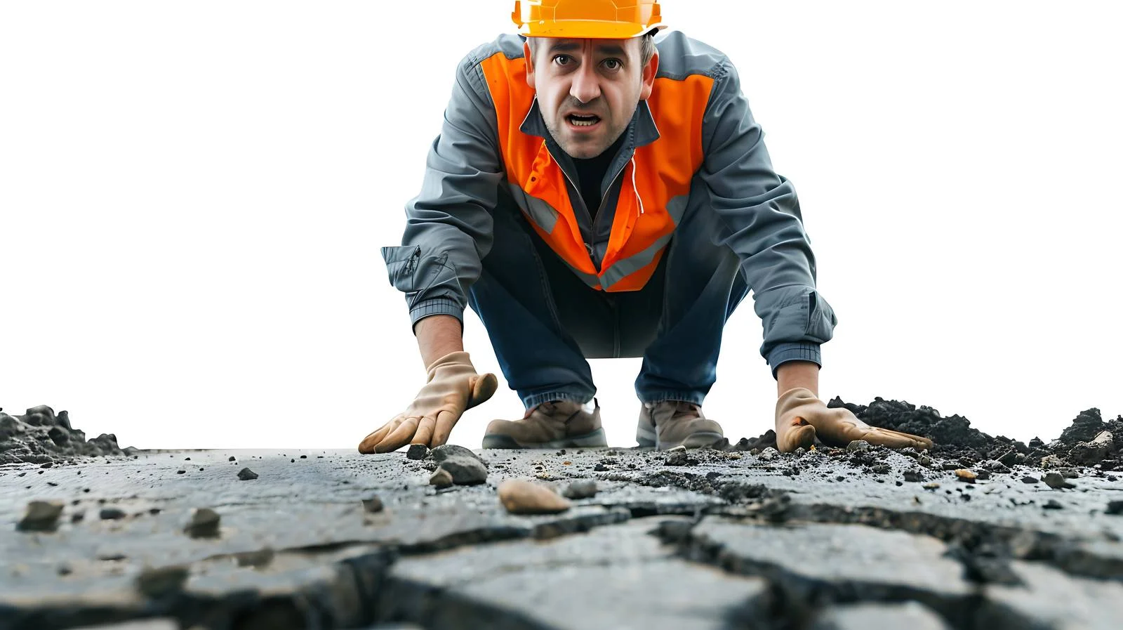 Engineer Inspecting Damaged Road Asphalt — free download from Dotvec