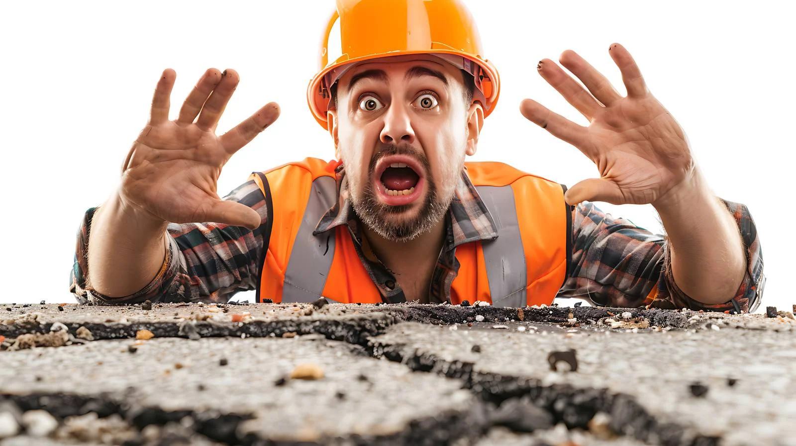 Engineer Inspecting Damaged Road Asphalt — free download from Dotvec