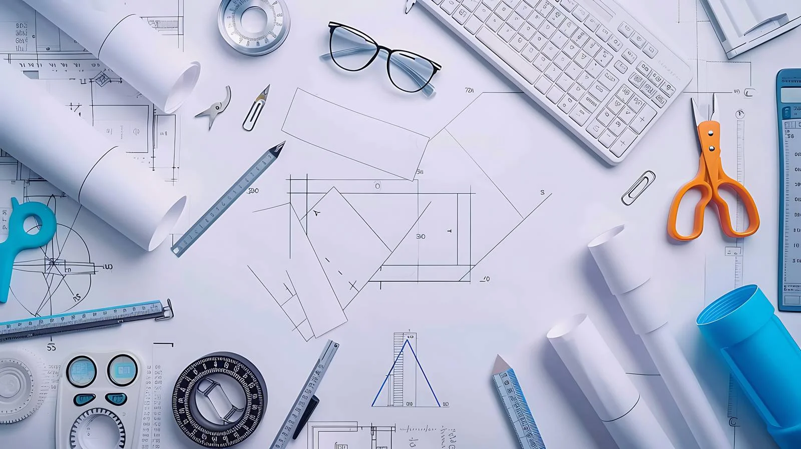 Engineer with Paper Roll Drawings — free download from Dotvec