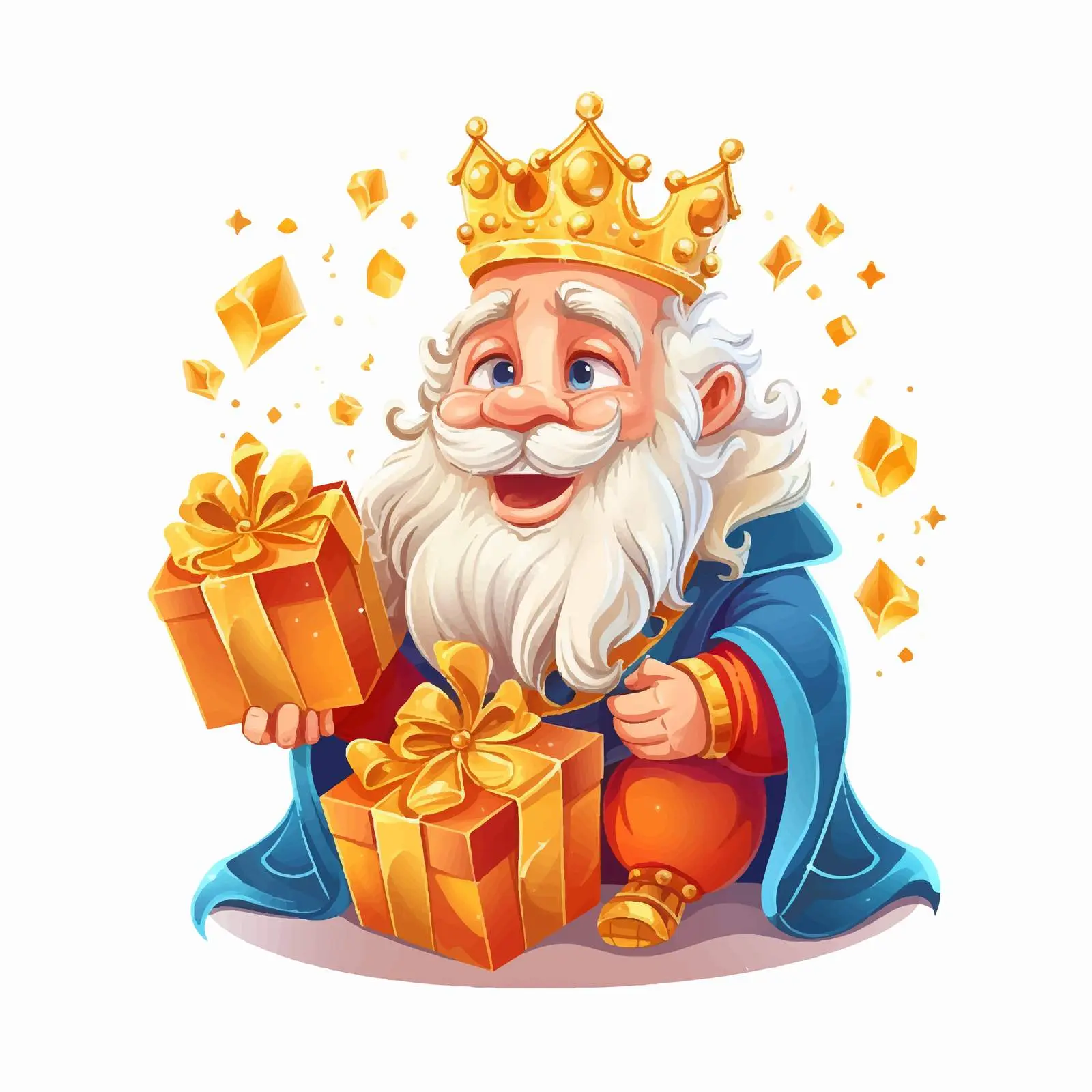 Wise King with Gift Cartoon Illustration — free download from Dotvec