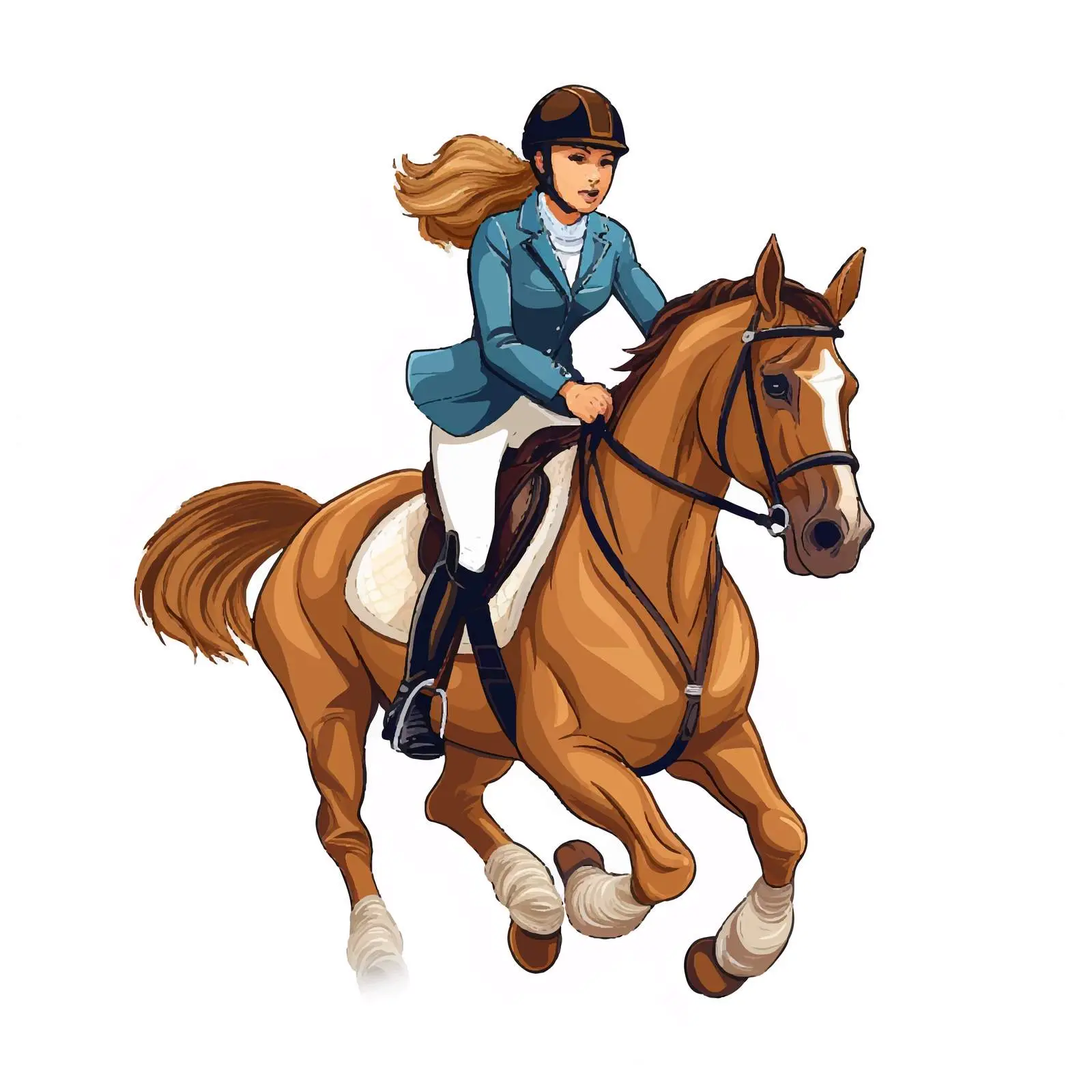 Woman Riding Horse in Equestrian Sport Illustration — free download from Dotvec