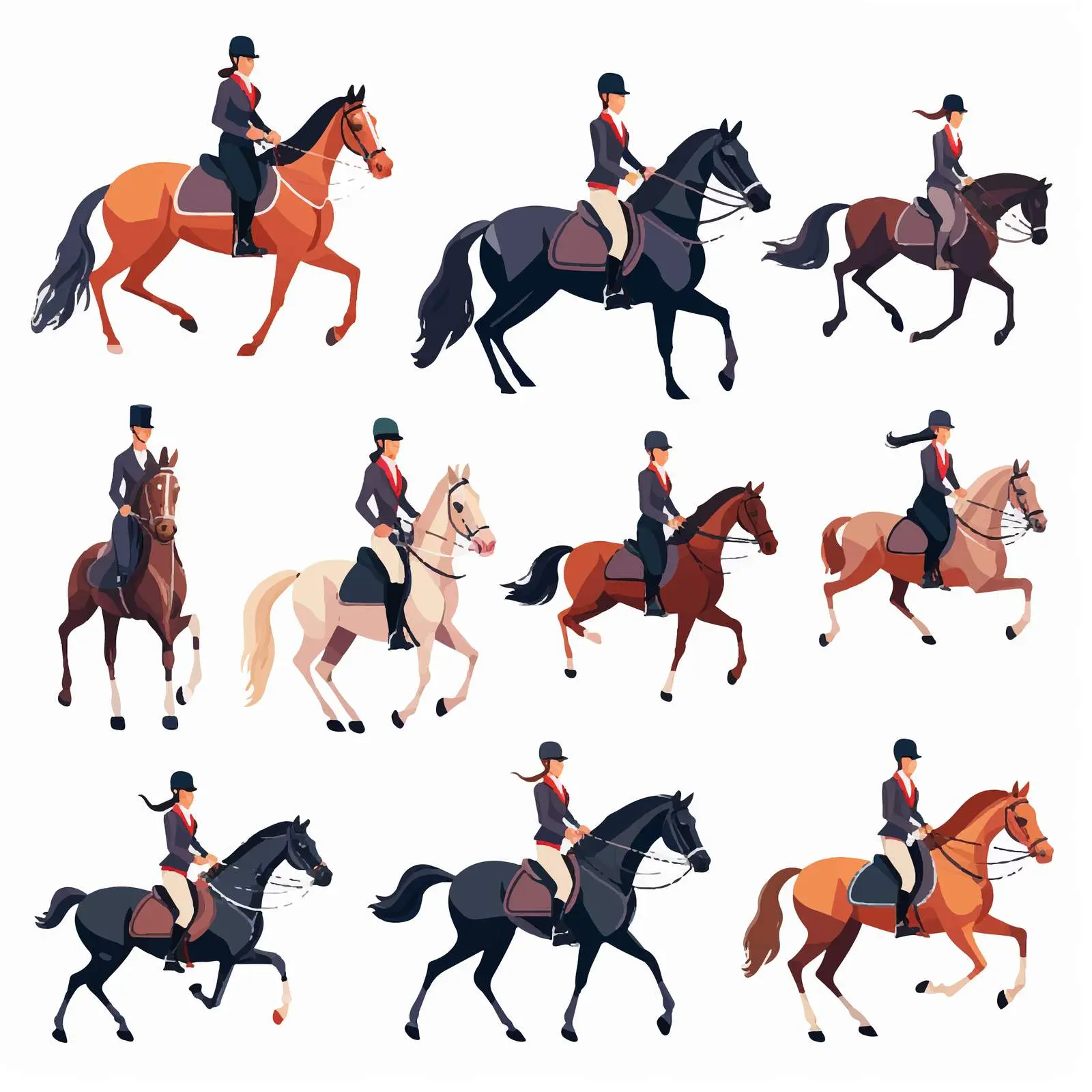 Thoroughbred Horse Racing and Harness Riding Vectors – free dock image from Dotvec