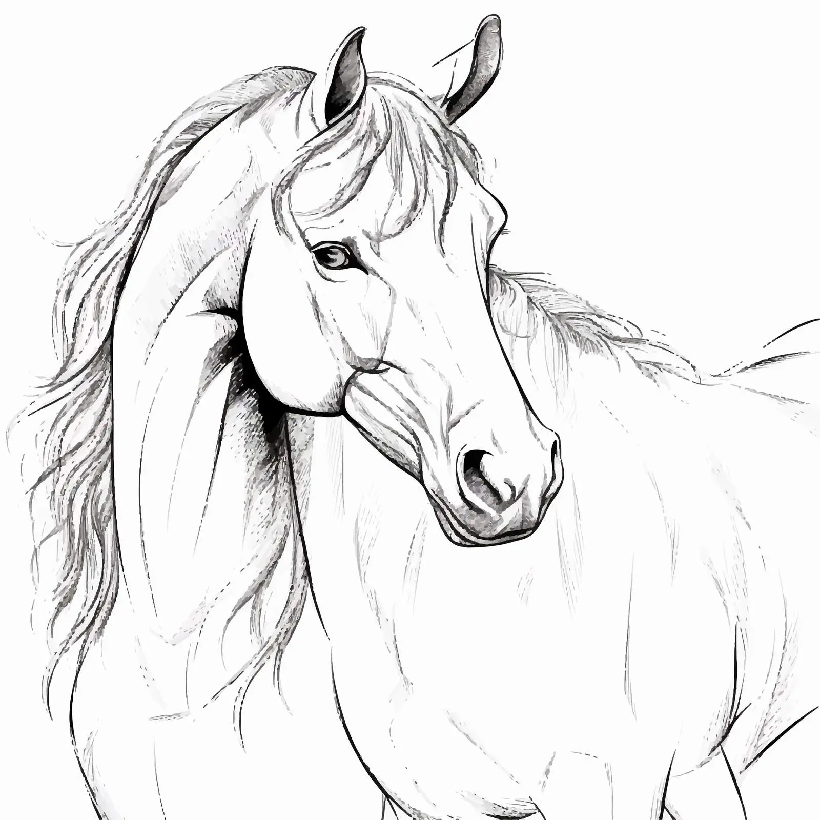 Equine Sketch Vector Illustration on White Background — free download from Dotvec