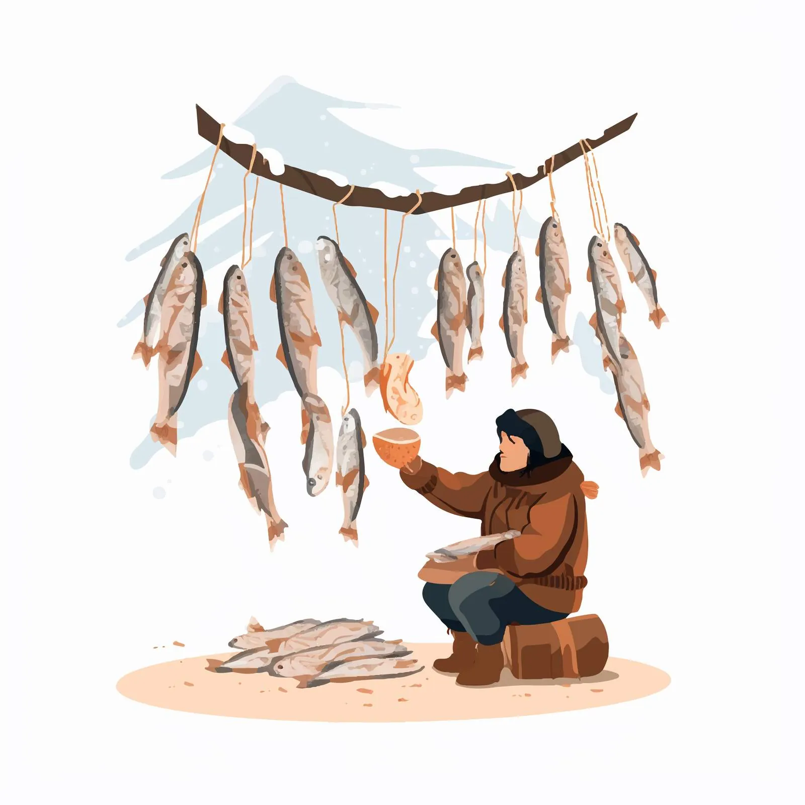 Eskimo Fisherman with Dried Fish – free prep image from Dotvec